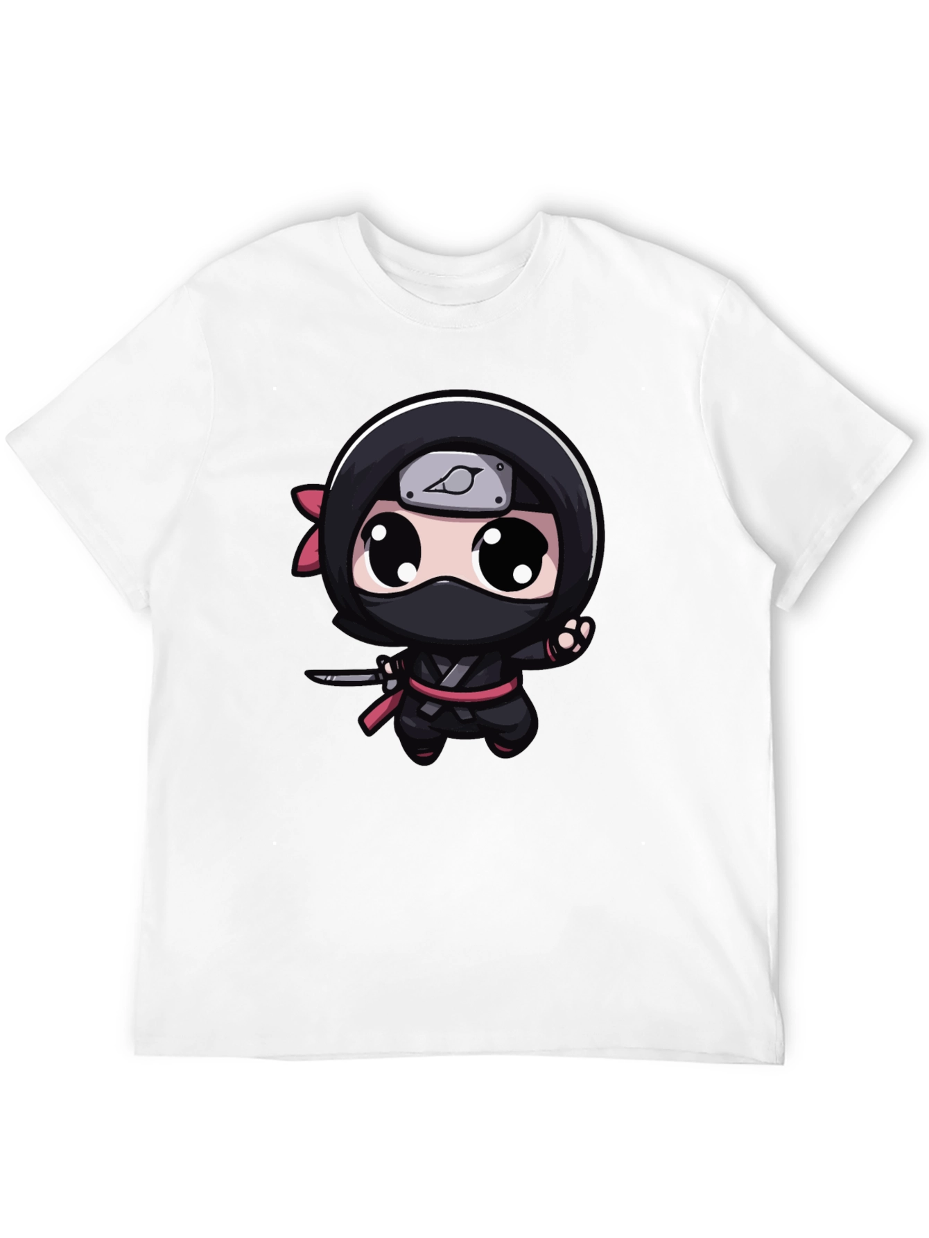 Black Kawaii Ninja Graphic Tee - Black Cotton Blend view 12