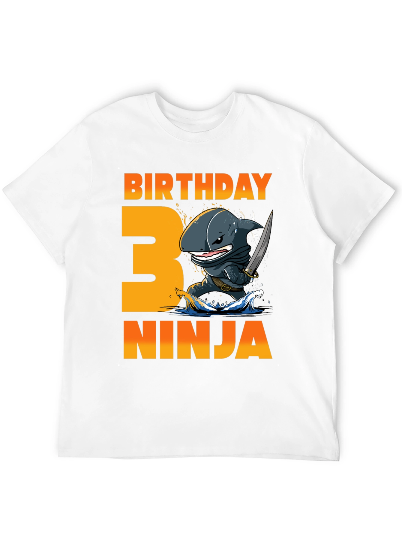 Black Birthday Ninja Shark 3rd Birthday T-Shirt view 12