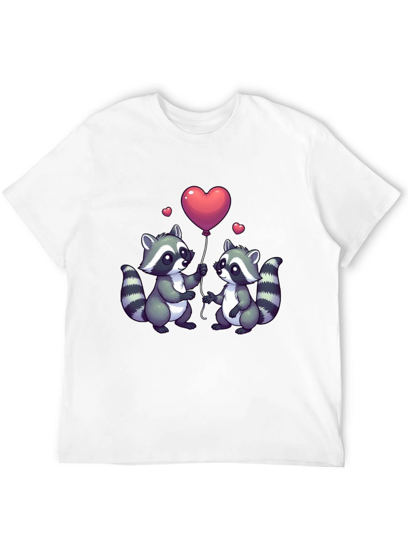 Black Cute Raccoon Love Balloon Graphic T-Shirt view 12