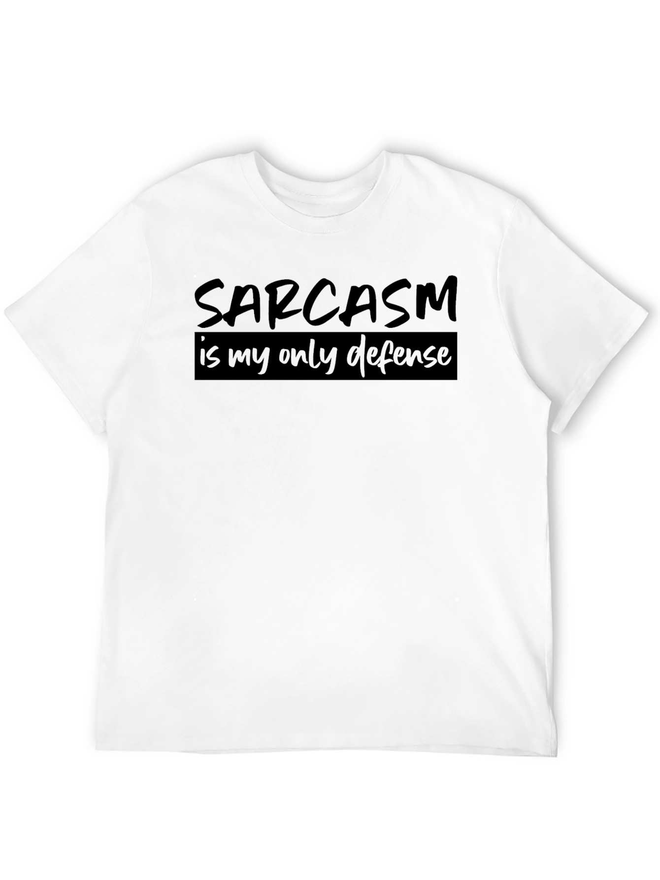 Black Sarcasm Defense Black Cotton Graphic Tee view 12