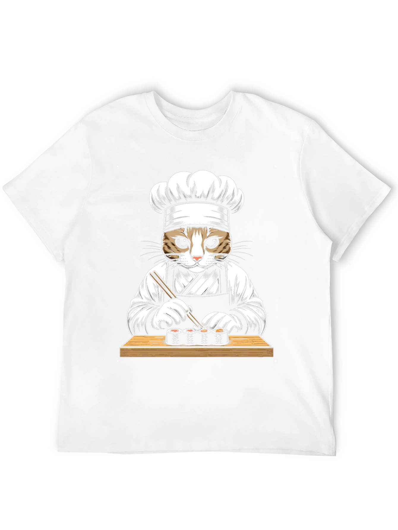 Black Cat Sushi Chef Graphic Tee - Unisex Black T-Shirt view 12