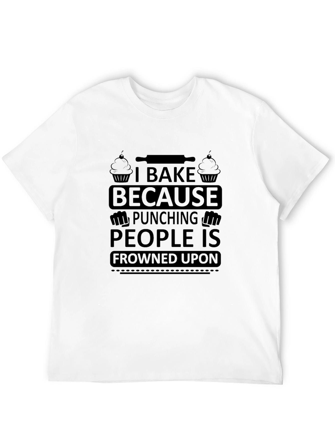 Black I Bake Because Punching People Tee view 12