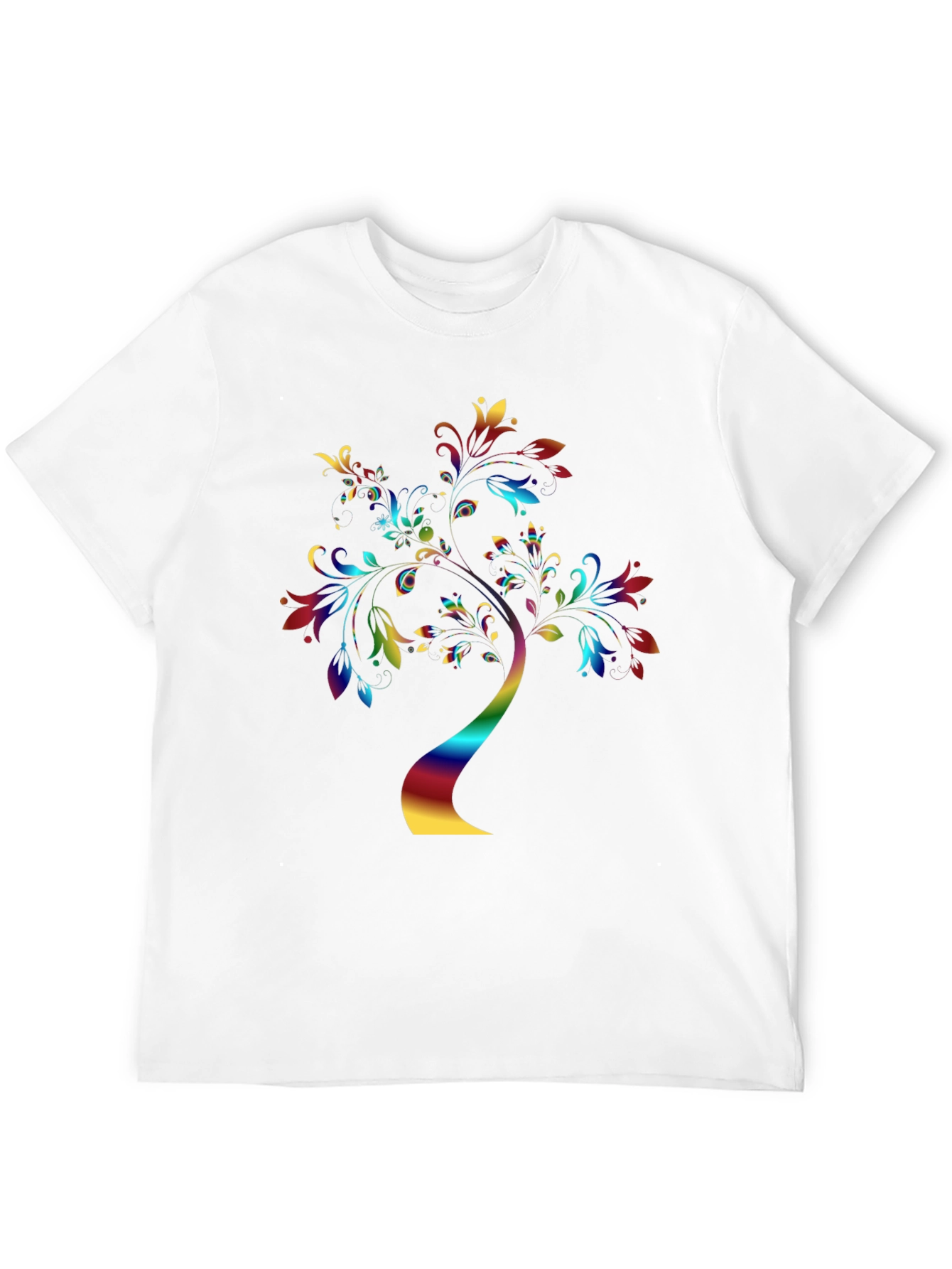 Black Rainbow Tree Graphic Tee - Stylish Black T-Shirt view 12