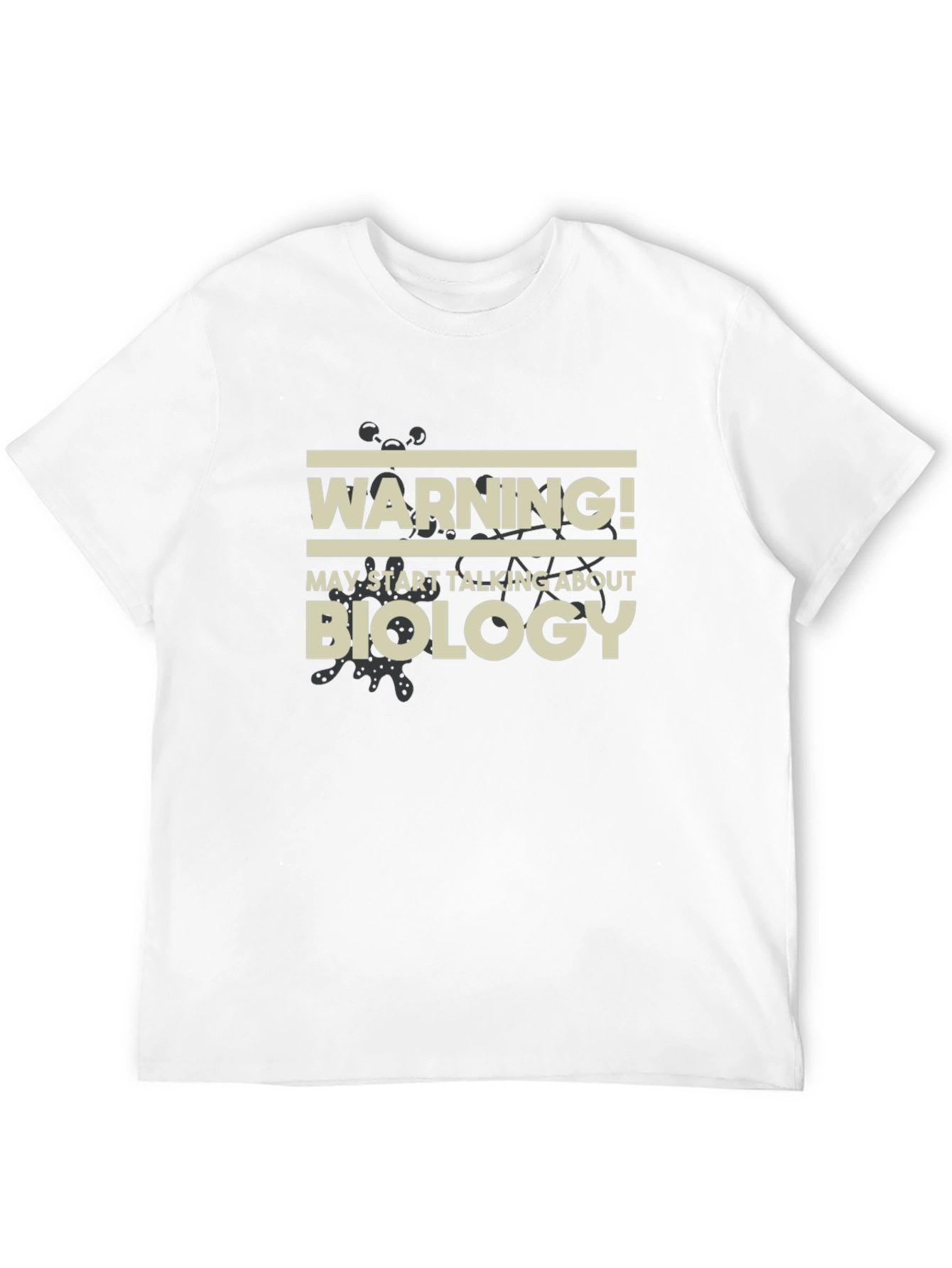 Black Warning Biology Men's Black T-Shirt view 12