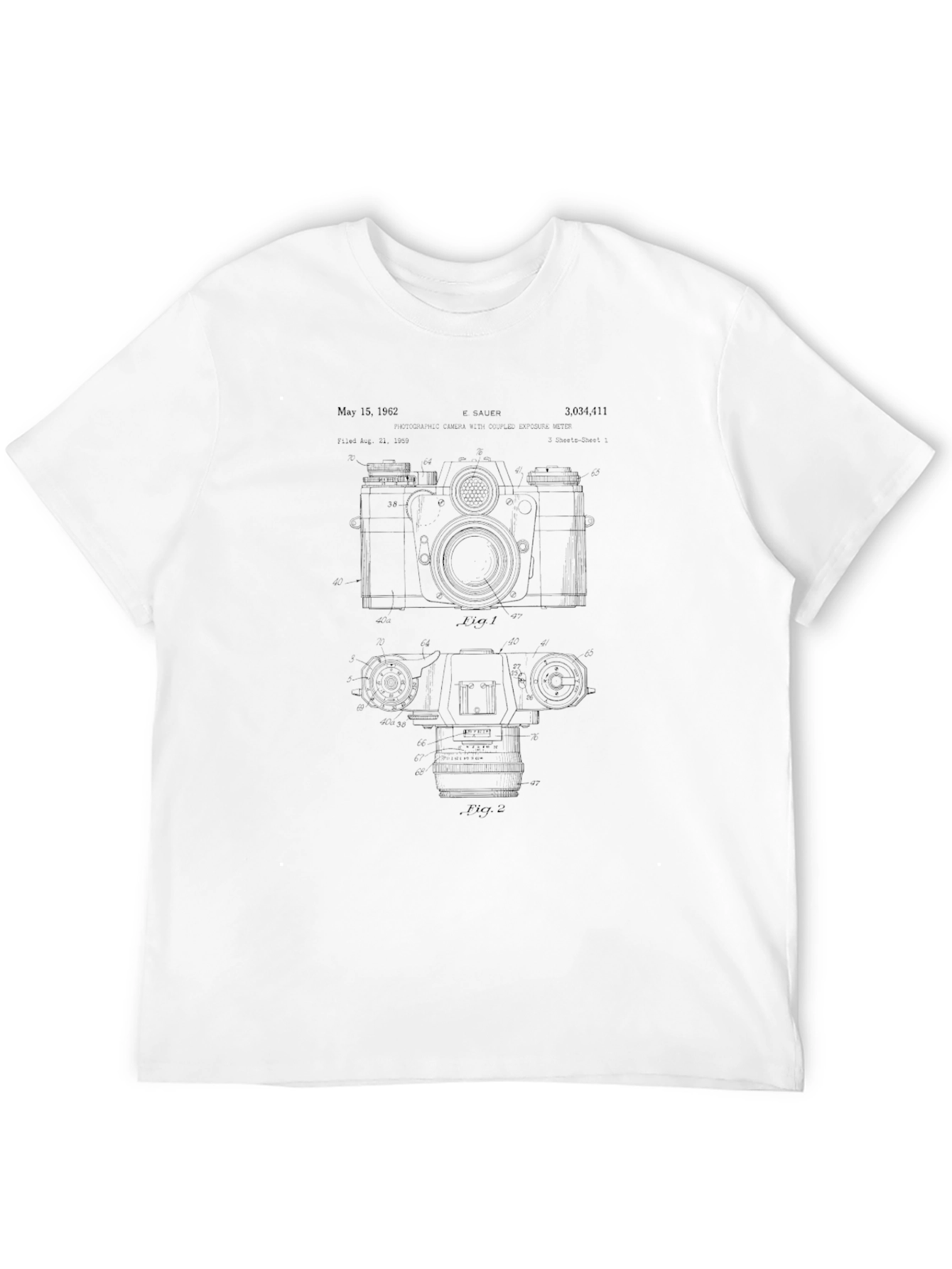 Black Camera Blueprint Black T-Shirt view 12