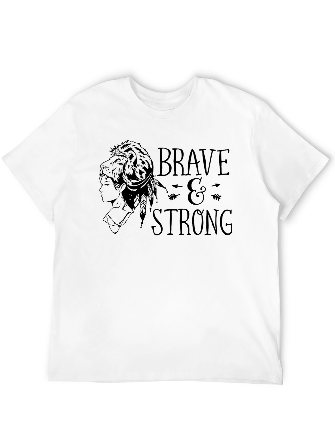 Black Brave & Strong Graphic Tee - Black Cotton T-Shirt view 12
