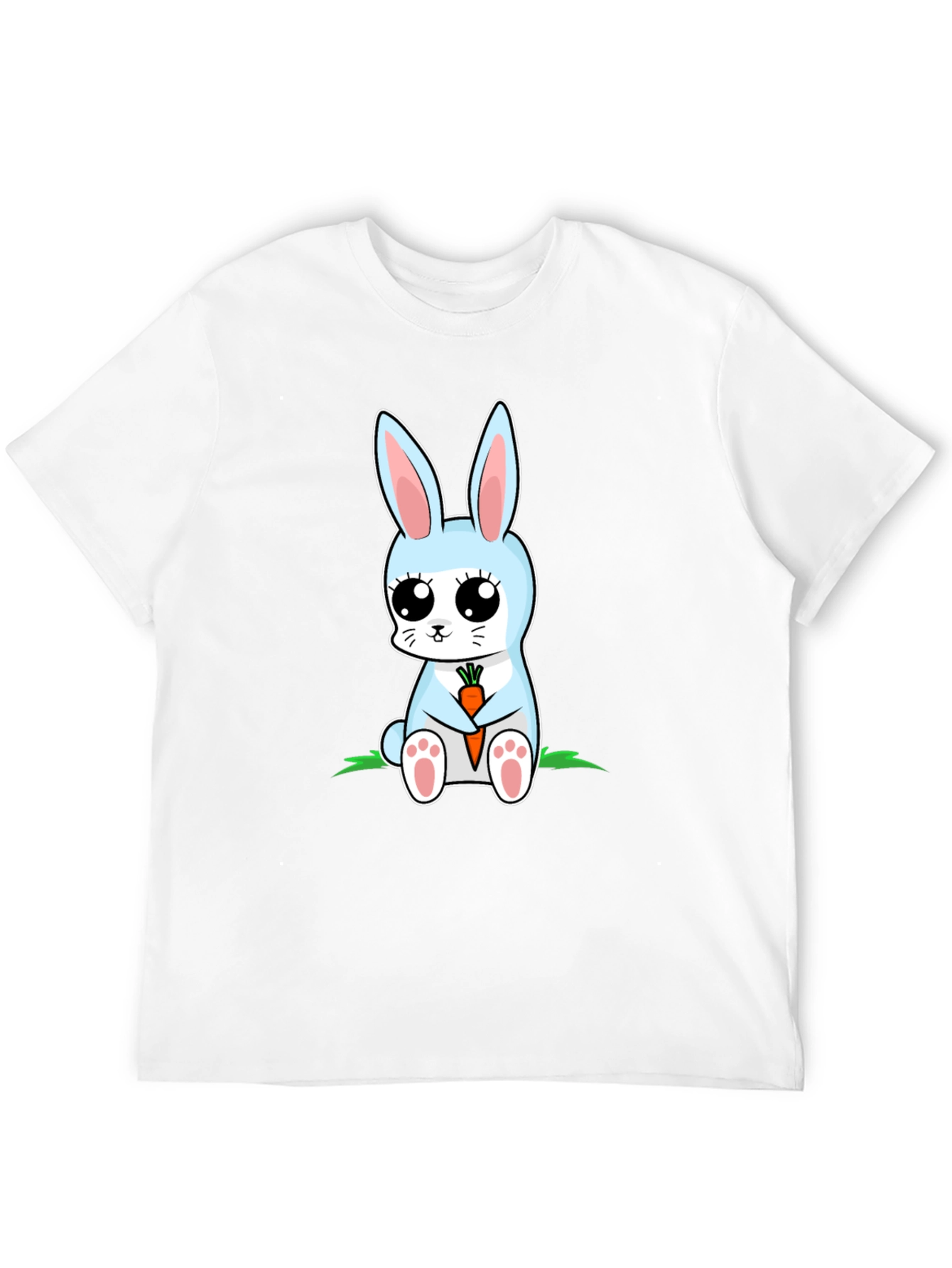Black Cute Bunny Holding Carrot Graphic T-Shirt view 12
