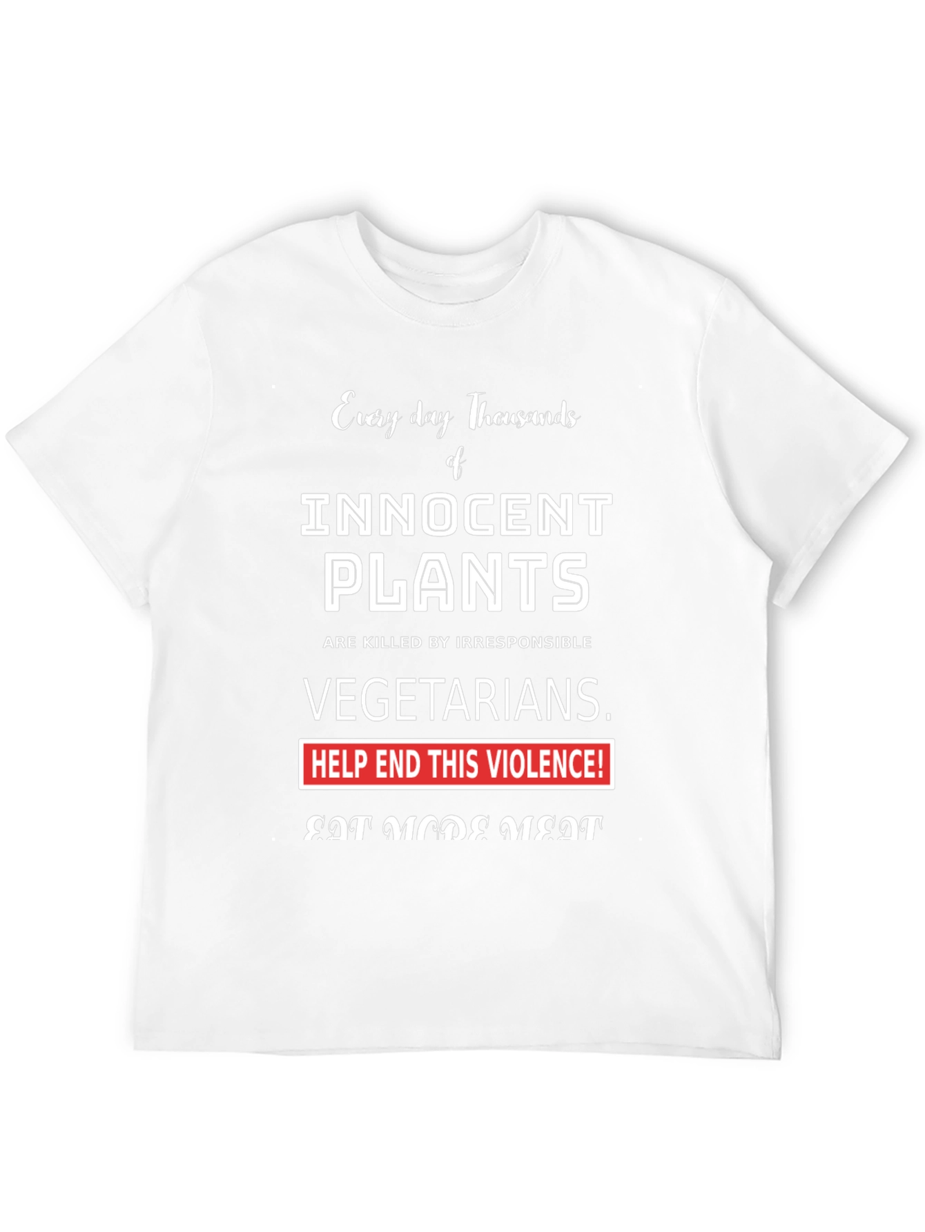 Black Eat More Meat Graphic Tee - Anti-Vegetarian Humor T-Shirt view 12