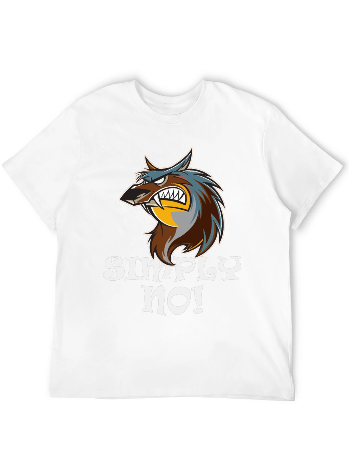 Black Simply No! Graphic Tee - Angry Wolf Design view 12