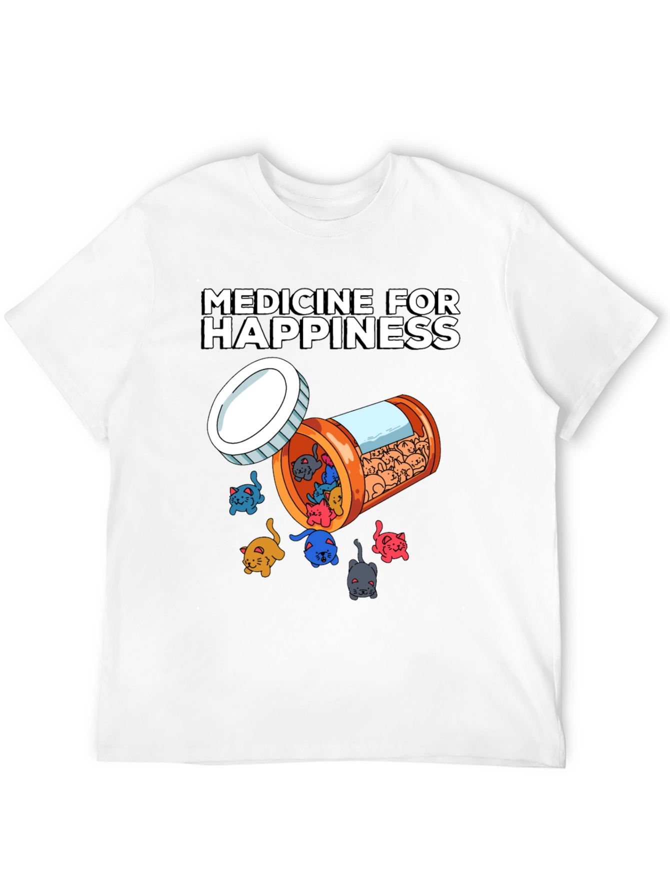 Black Medicine For Happiness Cat Lover T-Shirt view 12