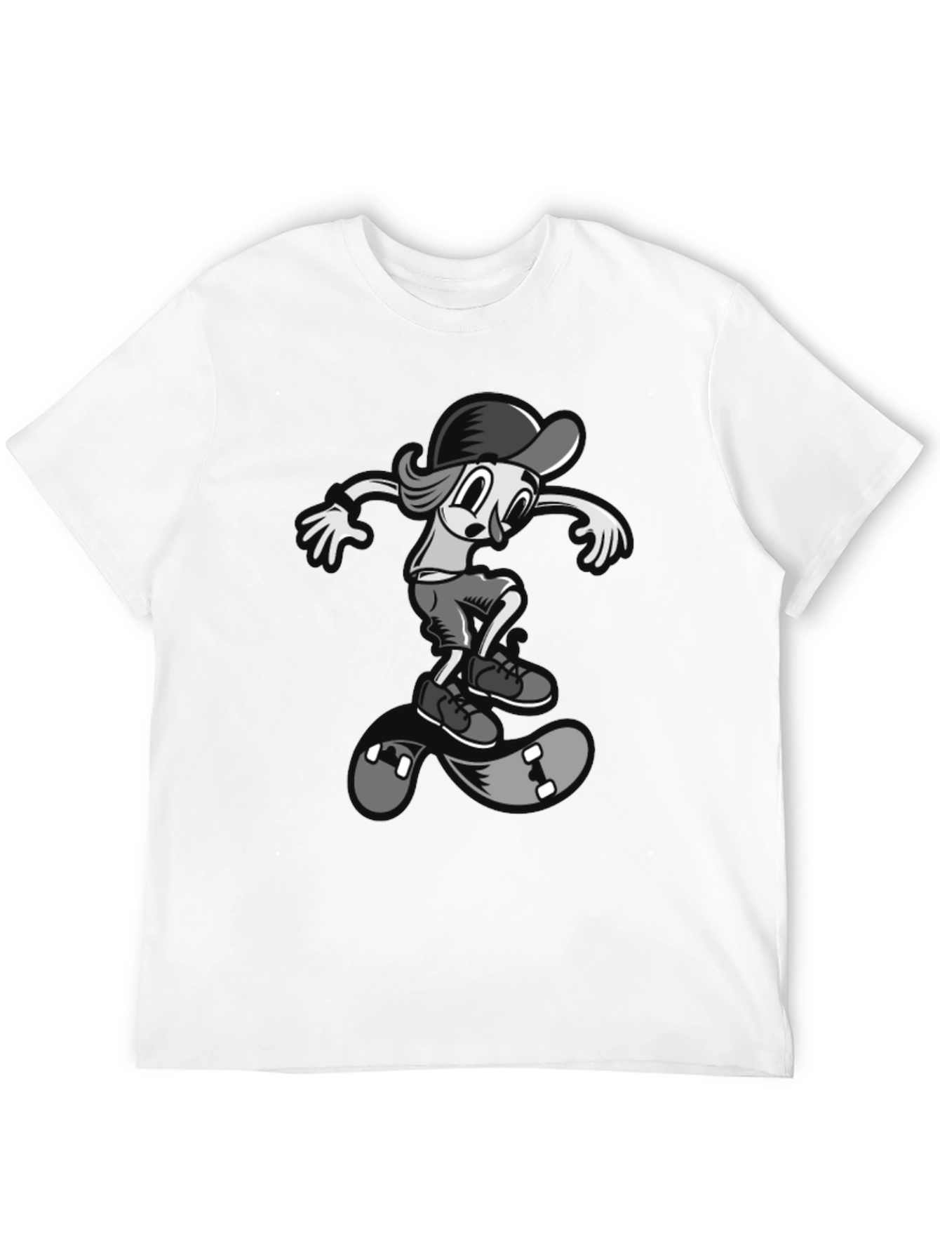 Black Skateboard Cartoon Tee - Cool Graphic Design view 12