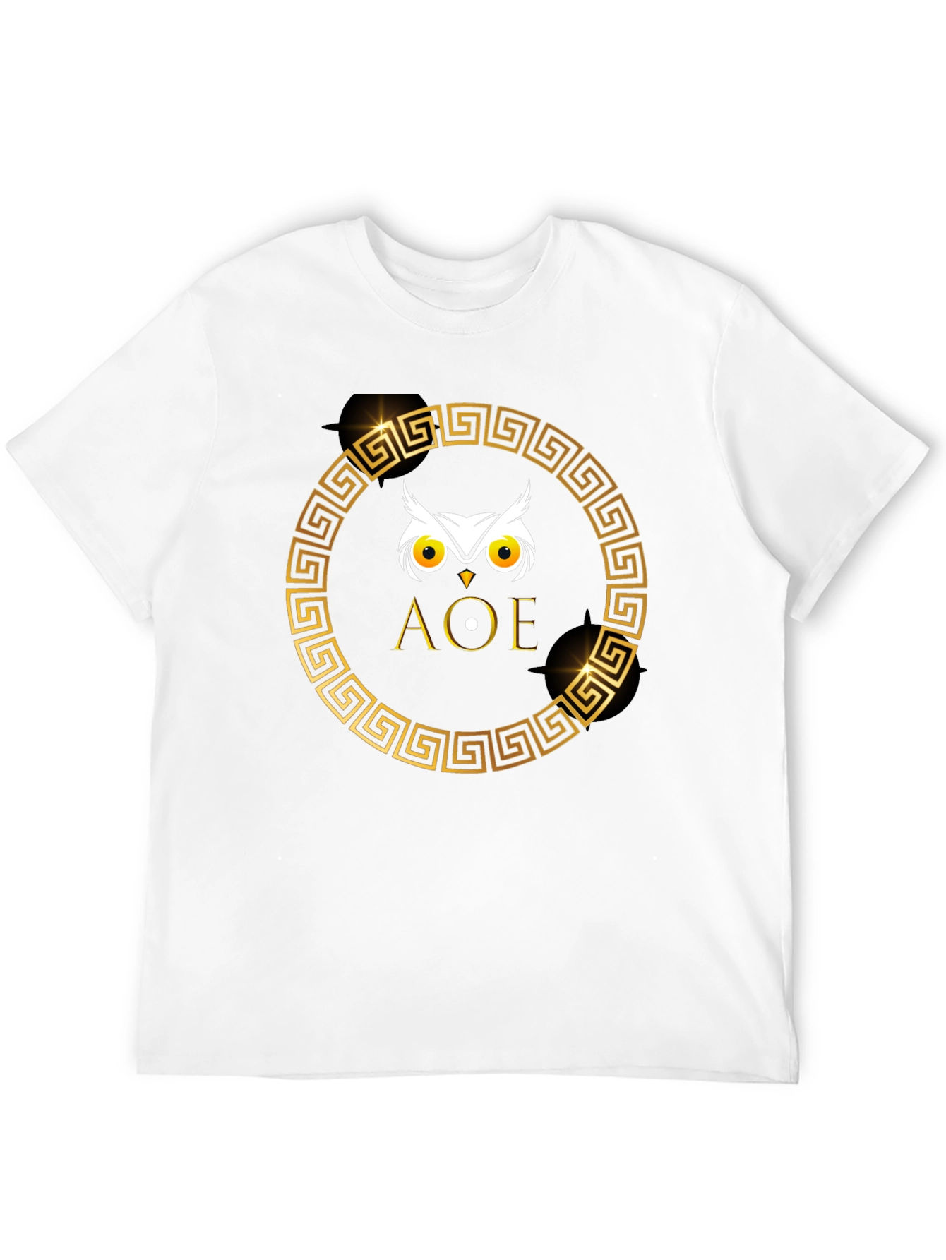 Black Owl AOE Graphic Tee - Greek Key Circle view 12