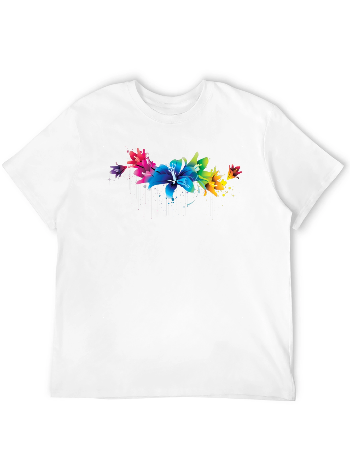 Black Rainbow Lily T-Shirt - Vibrant Floral Design view 12
