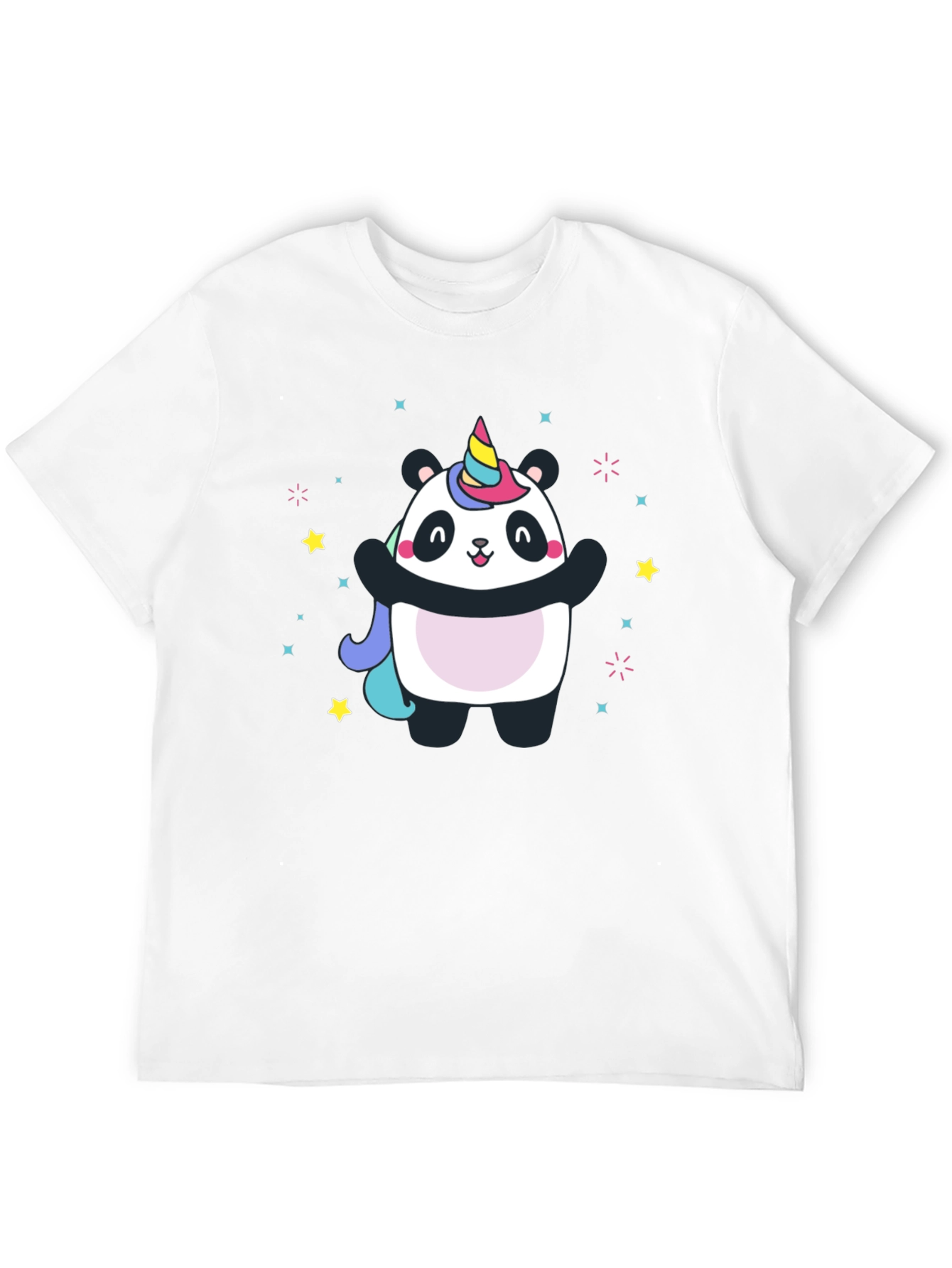 Black Panda Unicorn Graphic Tee - Men's Black T-Shirt view 12
