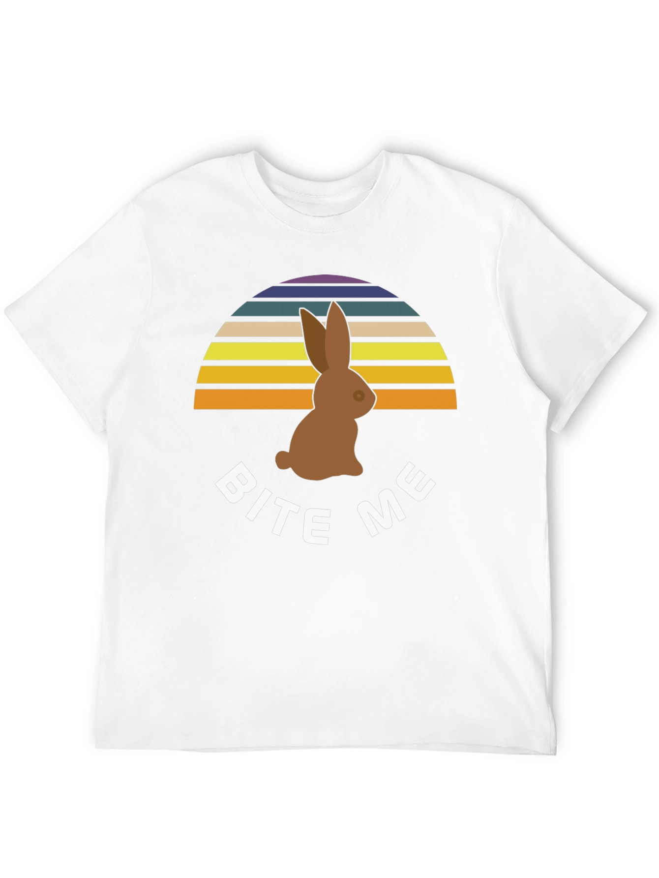 Black Bite Me Easter Bunny T-Shirt - Retro Sunset Chocolate Rabbit Tee view 12