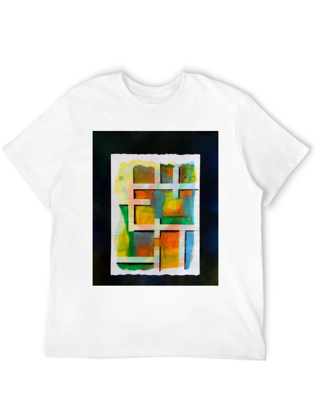 Black Abstract Watercolor Grid Graphic Tee view 12