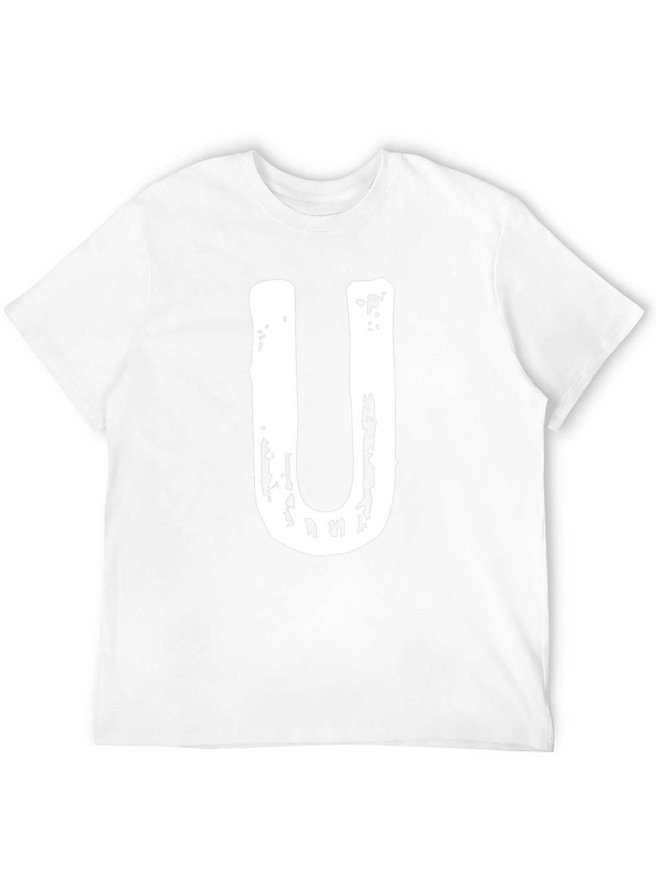 Black Men's Black T-Shirt with White "U" Graphic view 12