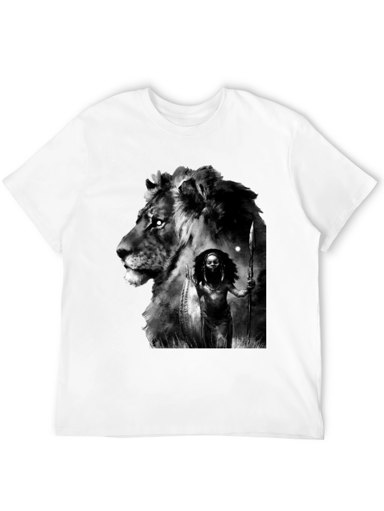 Black Lion Warrior Graphic Black T-Shirt view 12