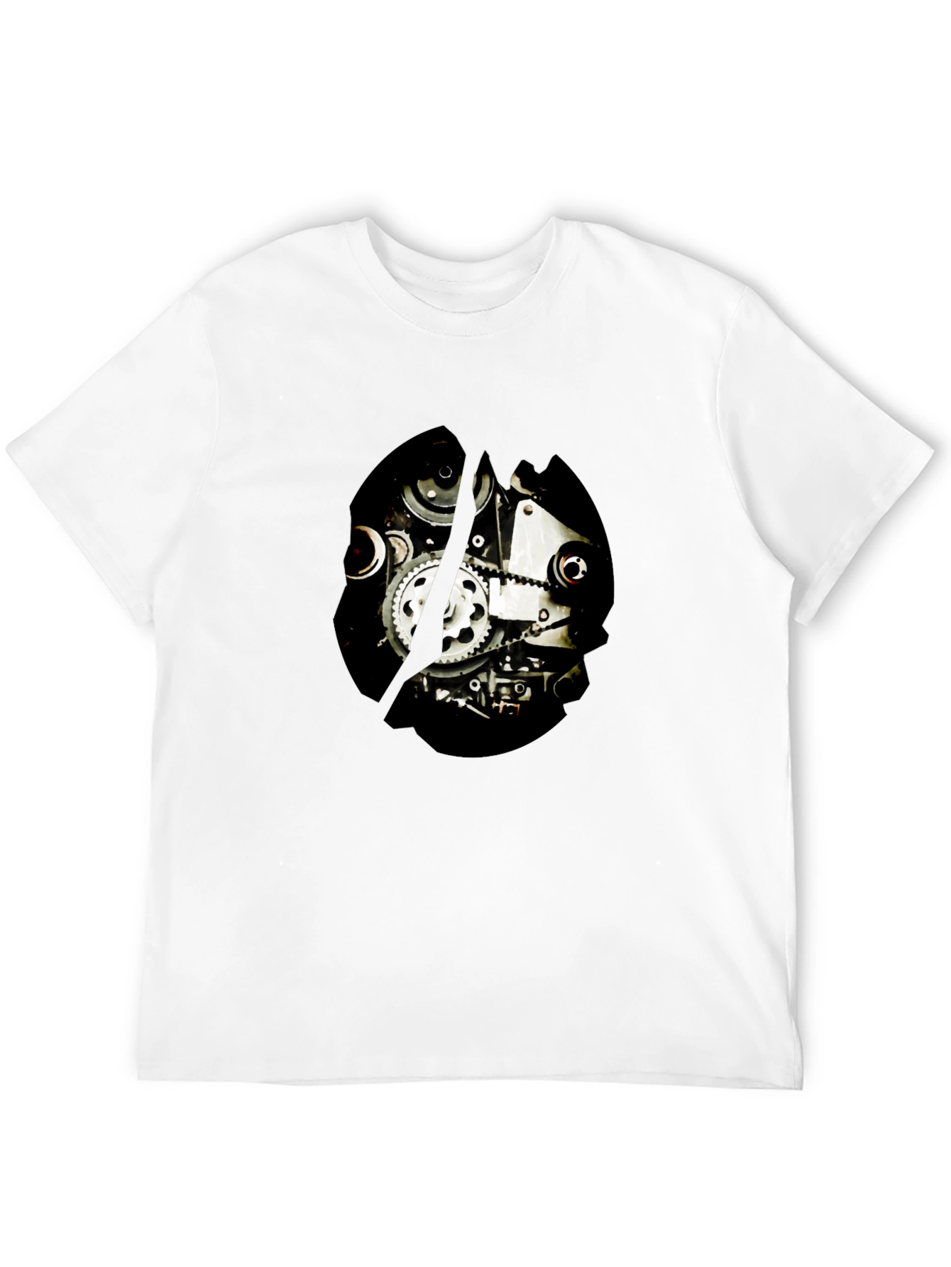 Black Steampunk Gearwork Graphic T-Shirt - Black Cotton Tee view 12