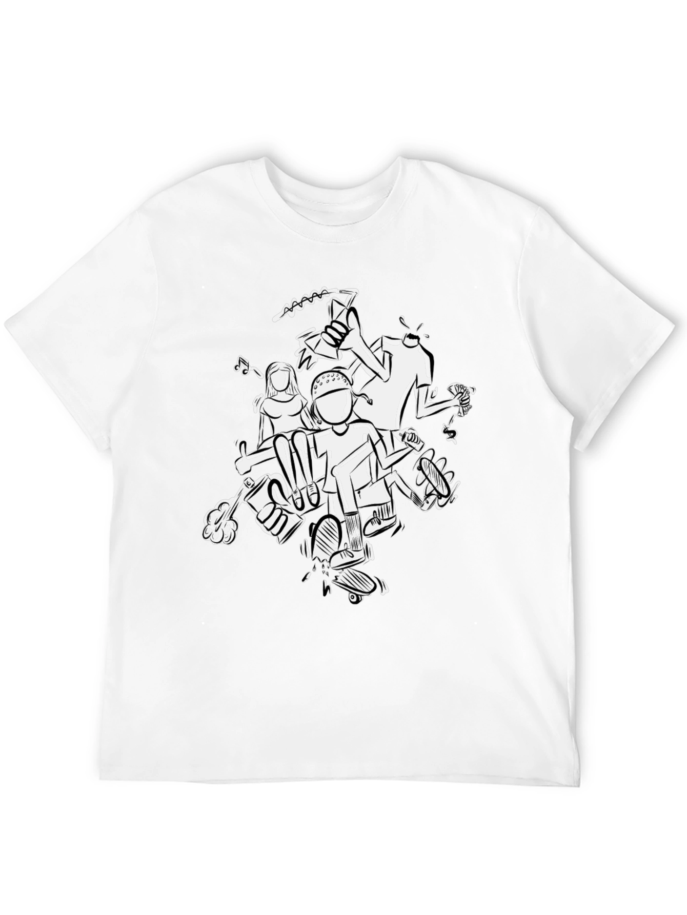 Black Illustrated Graphic Black Tee view 12