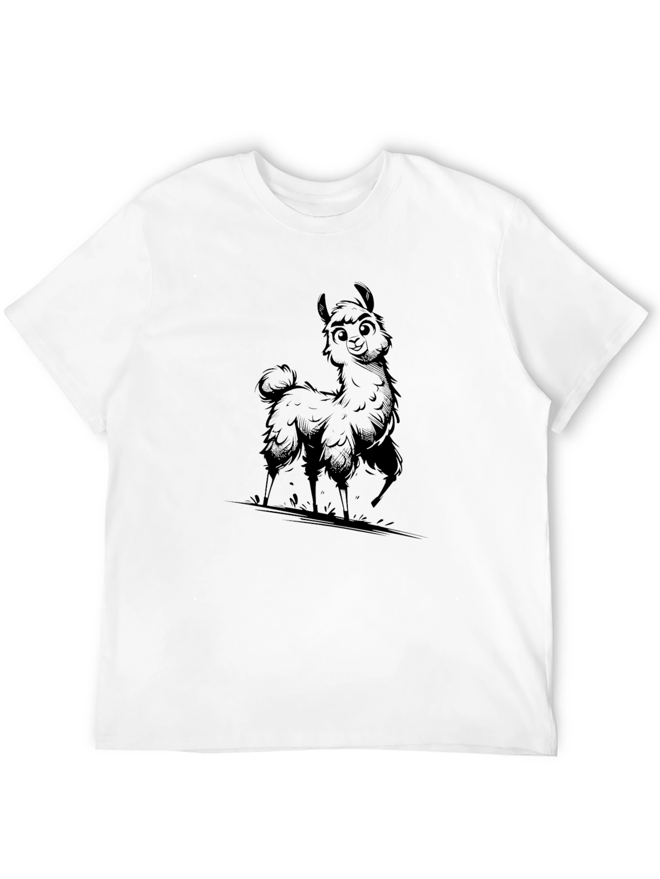 Black Llama Graphic Print T-Shirt - Casual Style view 12