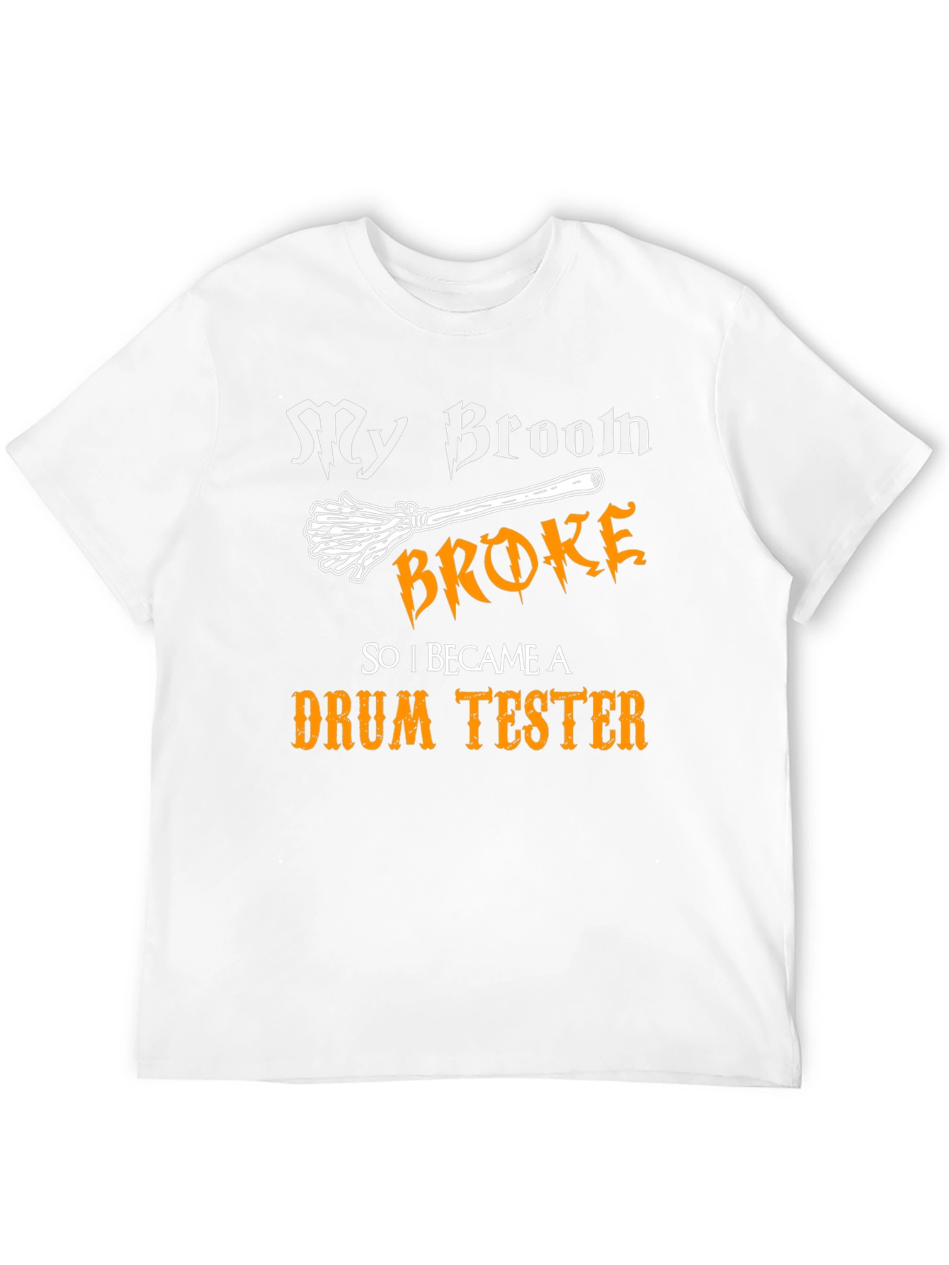 Black My Broom Broke Drum Tester Graphic Tee view 12