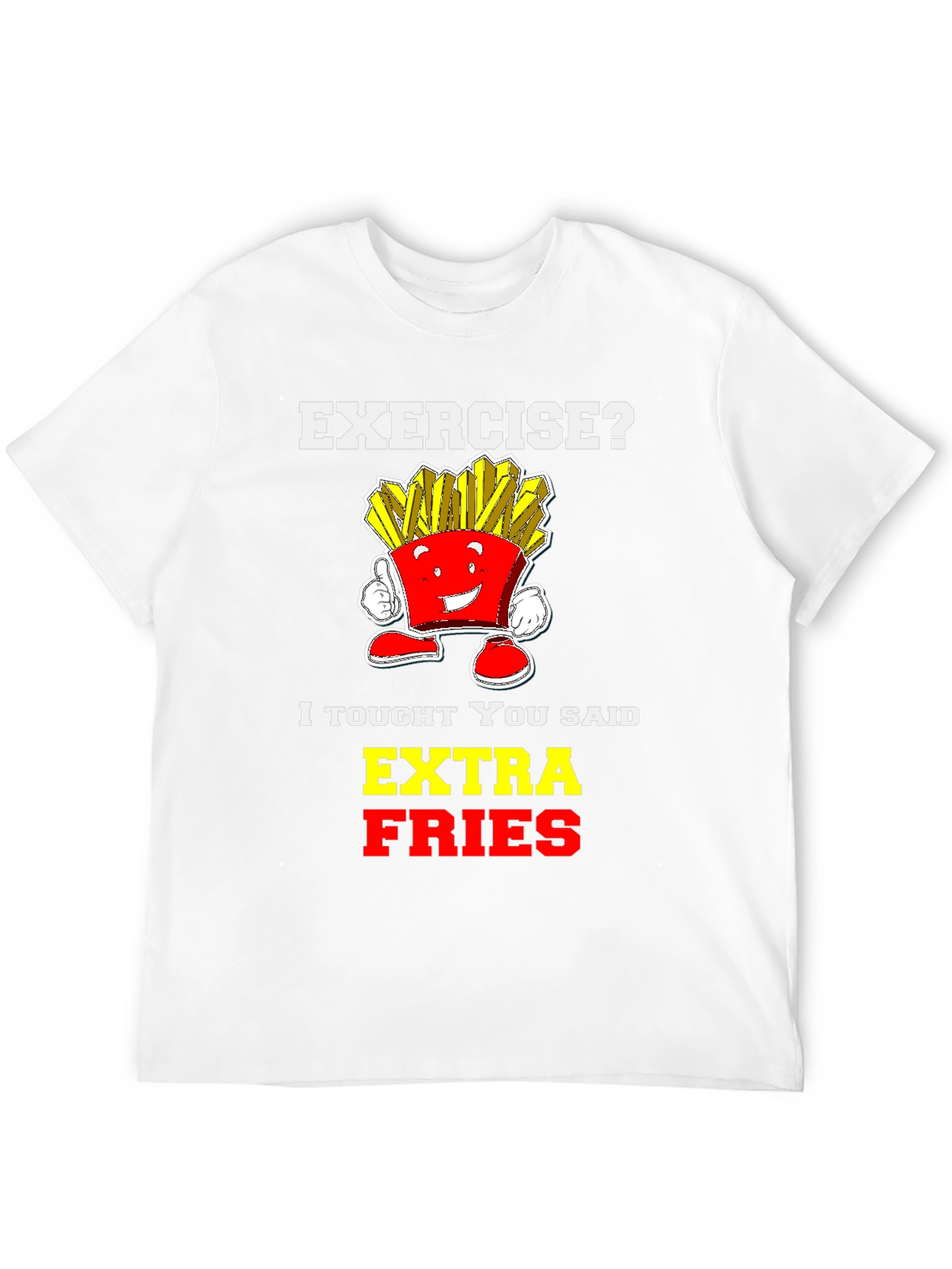 Black Funny Extra Fries Graphic T-Shirt view 12
