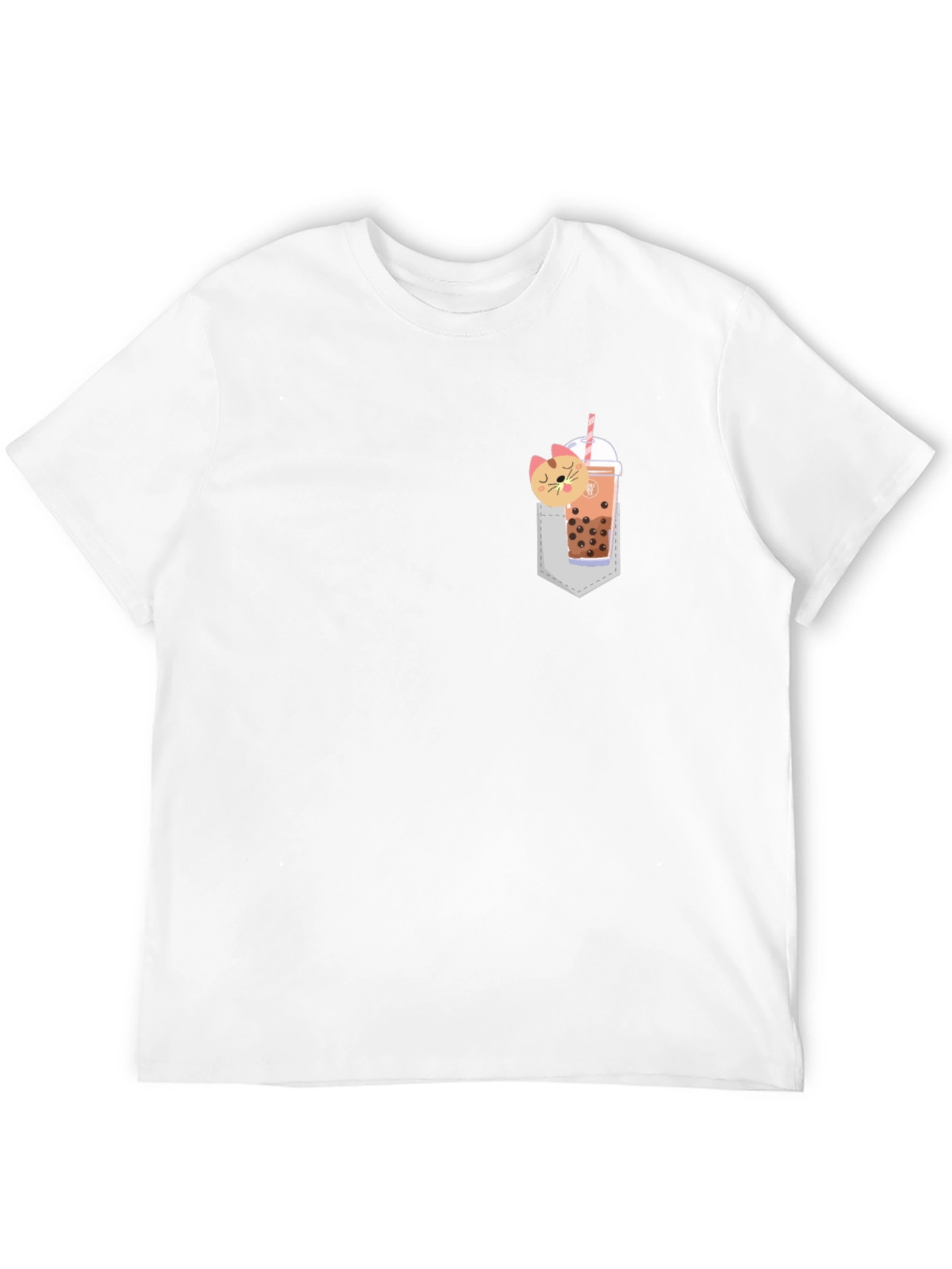 Black Boba Cat Pocket Print Tee - Cute Kawaii Style view 12