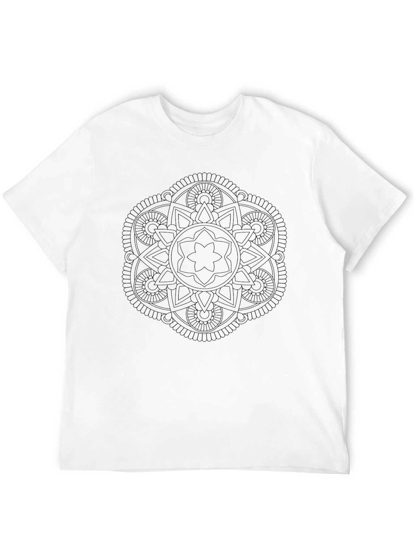 Black Black Mandala Print Crew Neck T-Shirt view 12