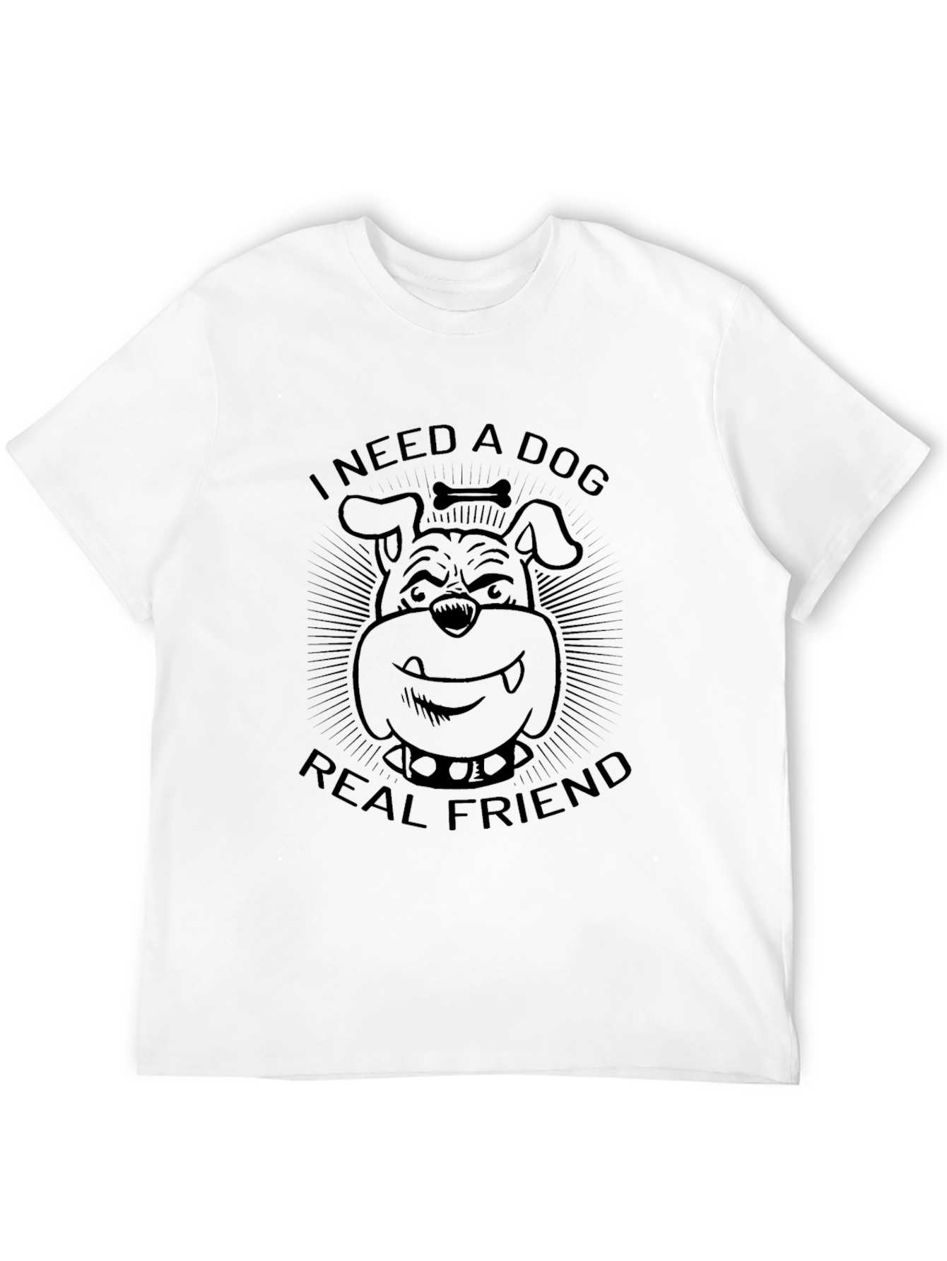 Black I Need A Dog Real Friend Graphic T-Shirt view 12