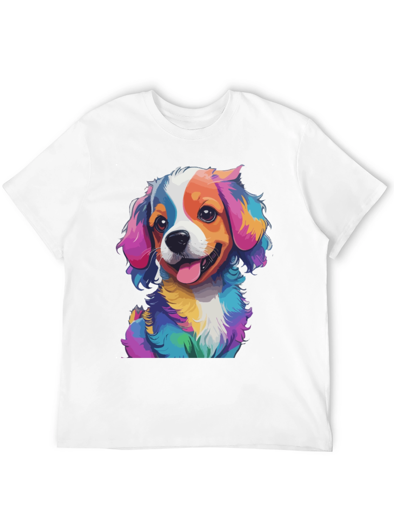 Black Colorful Dog Graphic Tee - Men's Black T-Shirt view 12