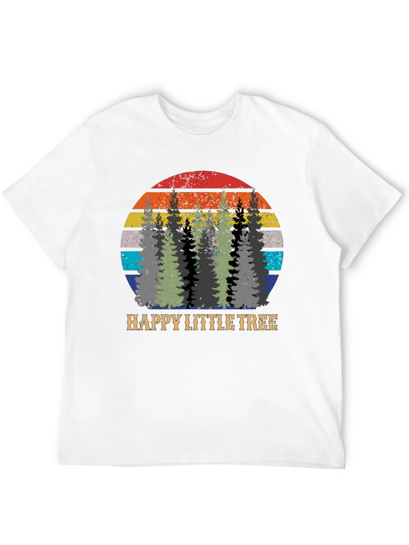 Black Happy Little Tree Retro Sunset Graphic Tee view 12
