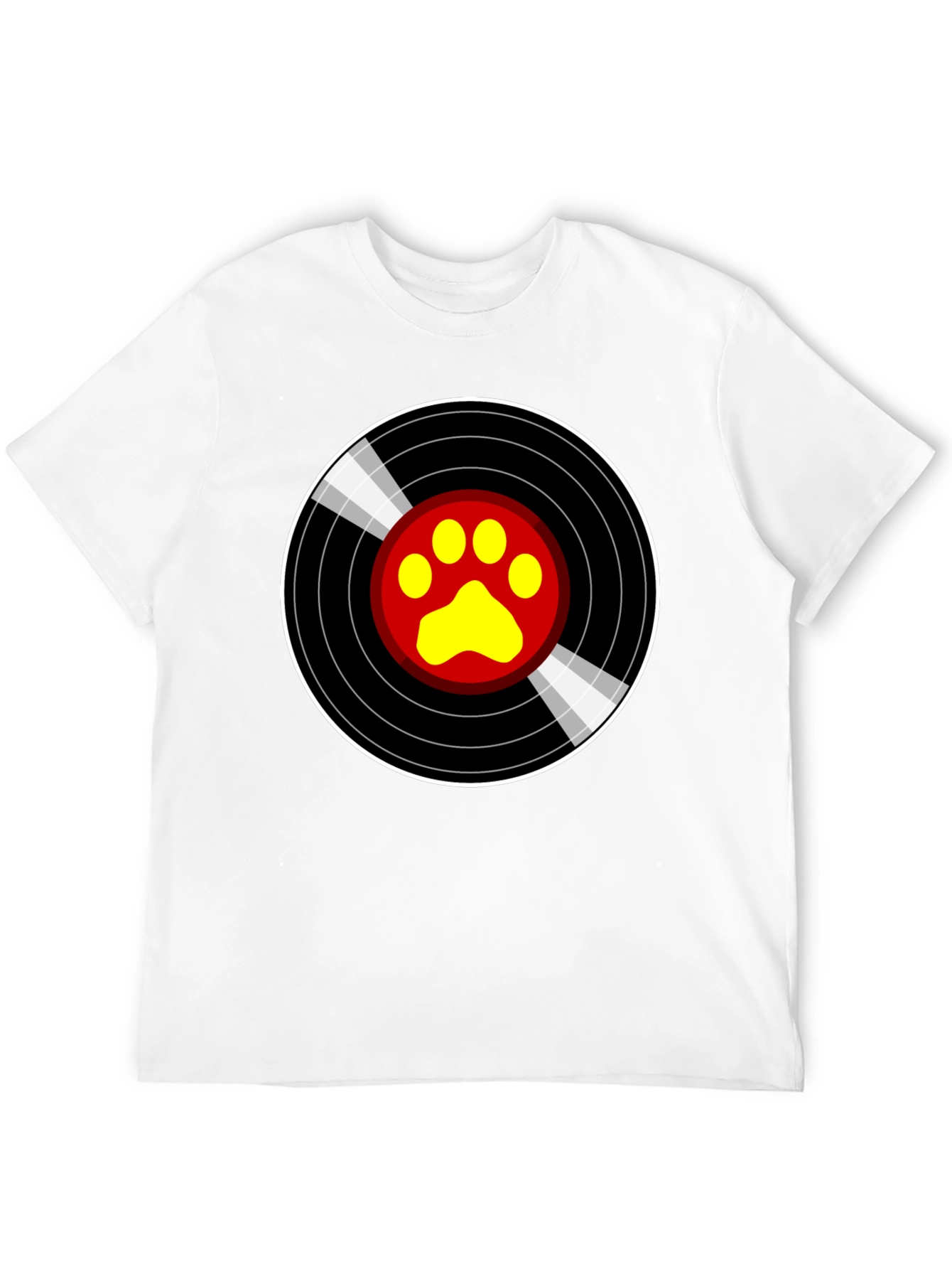 Black Vinyl Paw Print T-Shirt - Music Loving Pet Owner view 12