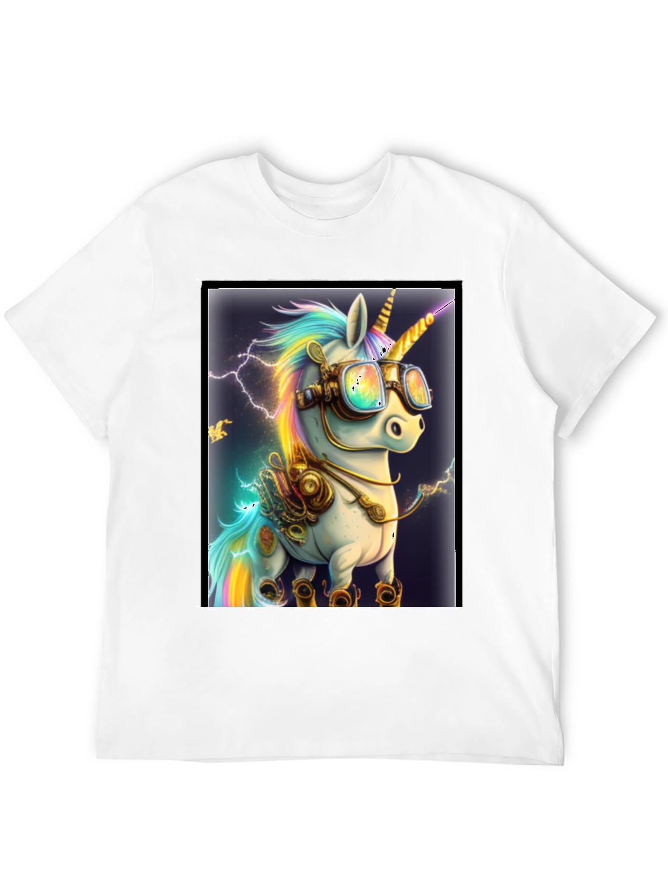 Black Steampunk Unicorn Graphic T-Shirt view 12