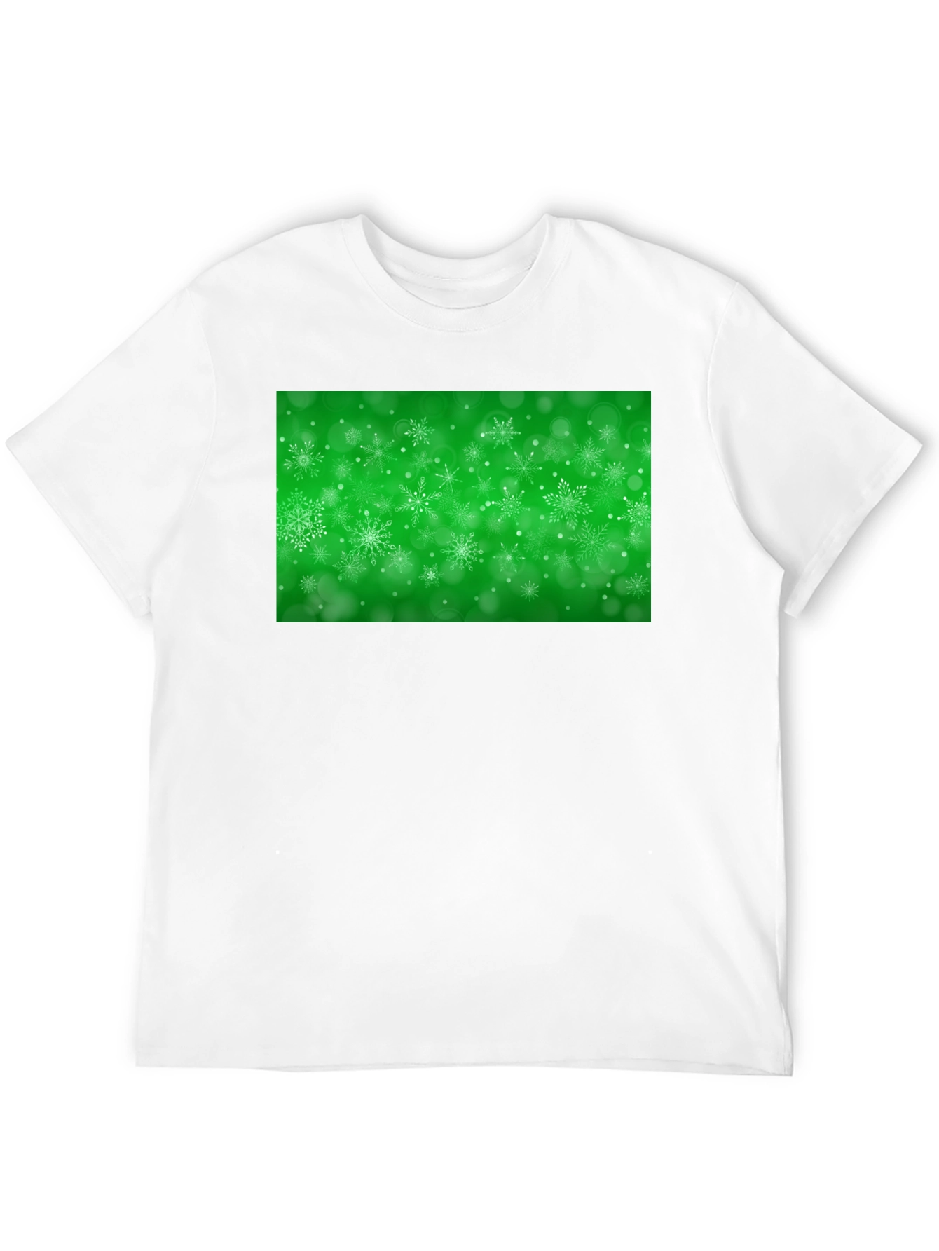 Black Snowflake Festive Green Holiday T-Shirt view 12