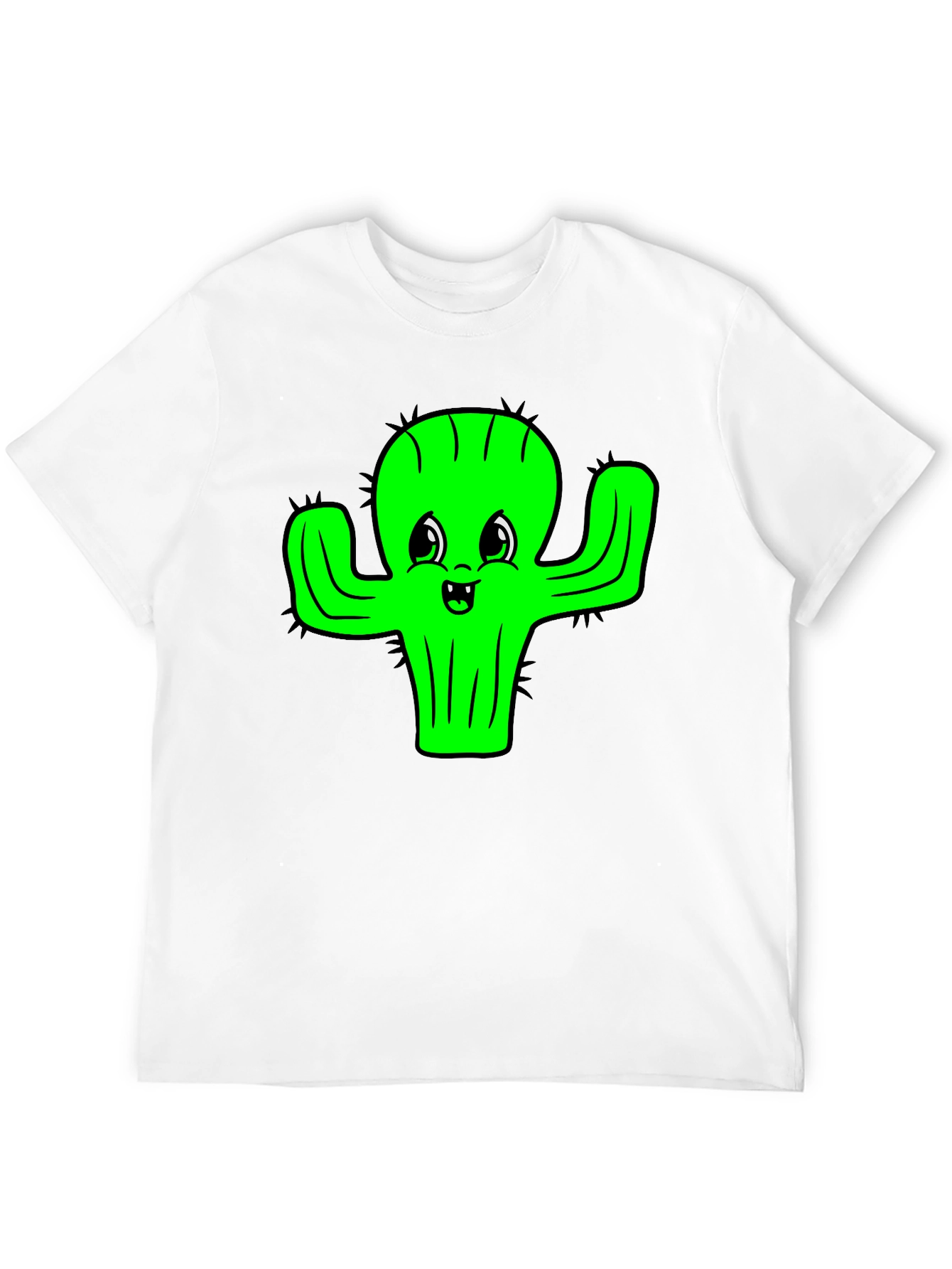Cute Cactus Graphic Tee - Black Cotton T-Shirt - 12