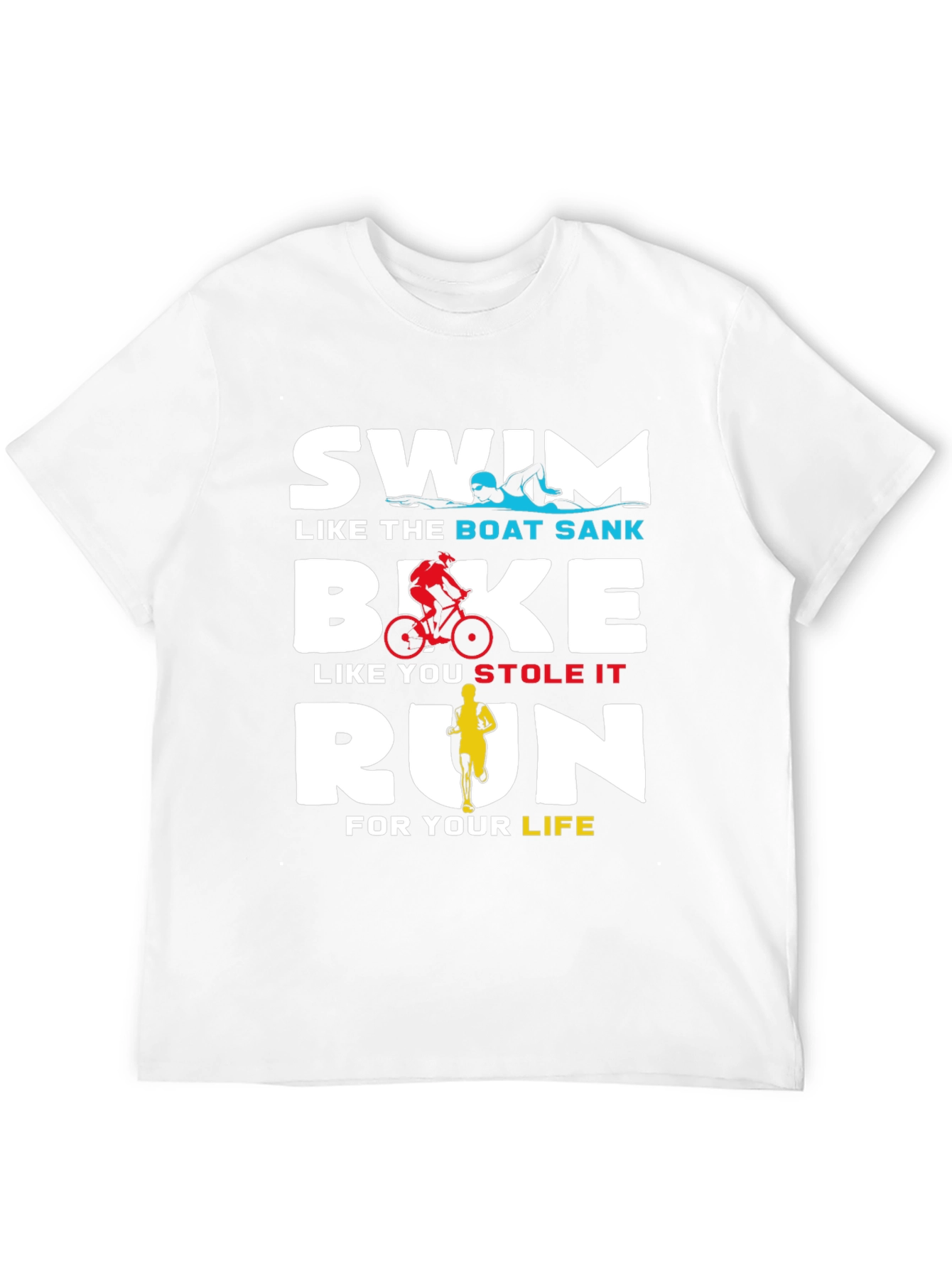 Black Swim Bike Run T-Shirt - Triathlon Training Tee view 12