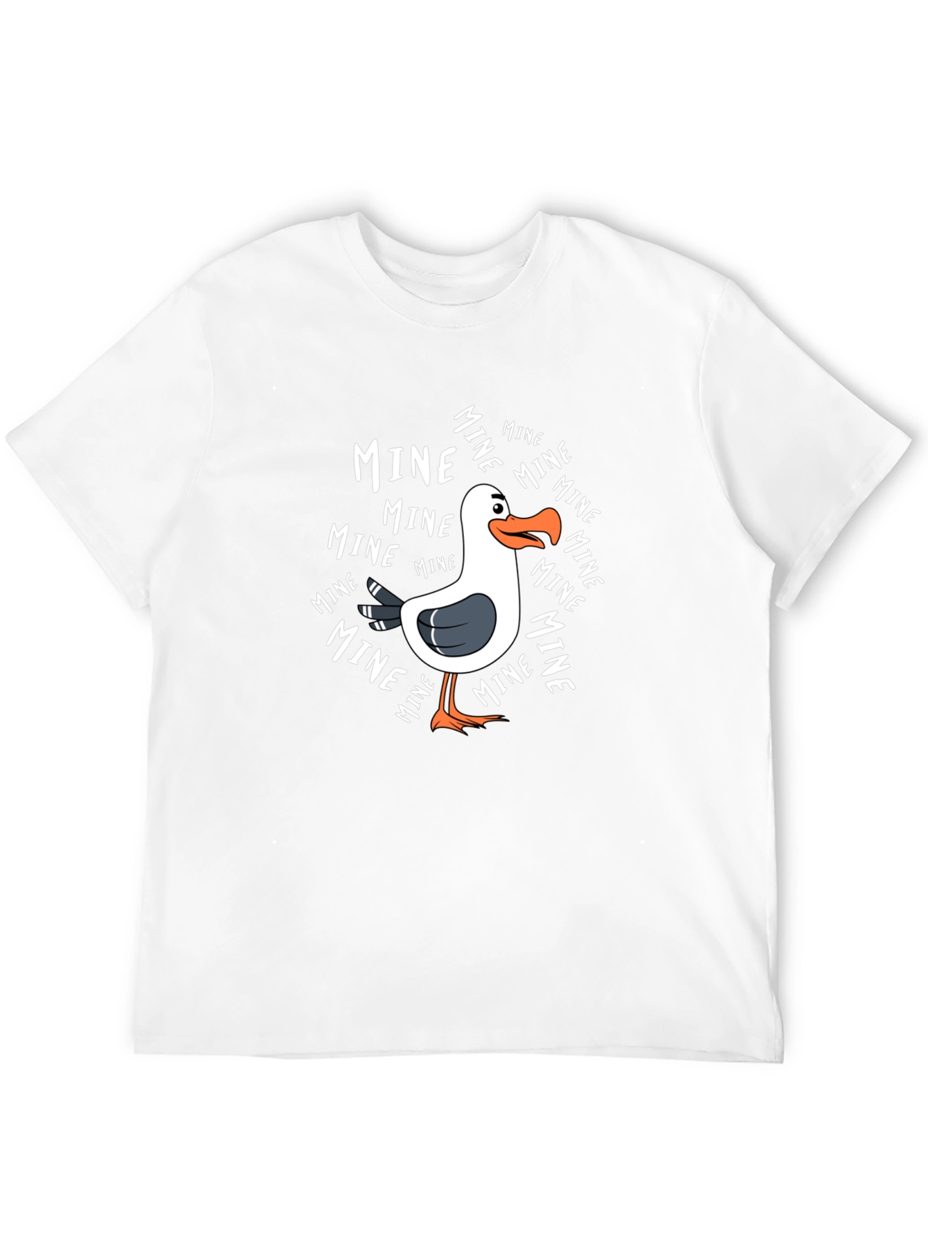 Black MINE Seagull Cartoon Black T-Shirt view 12