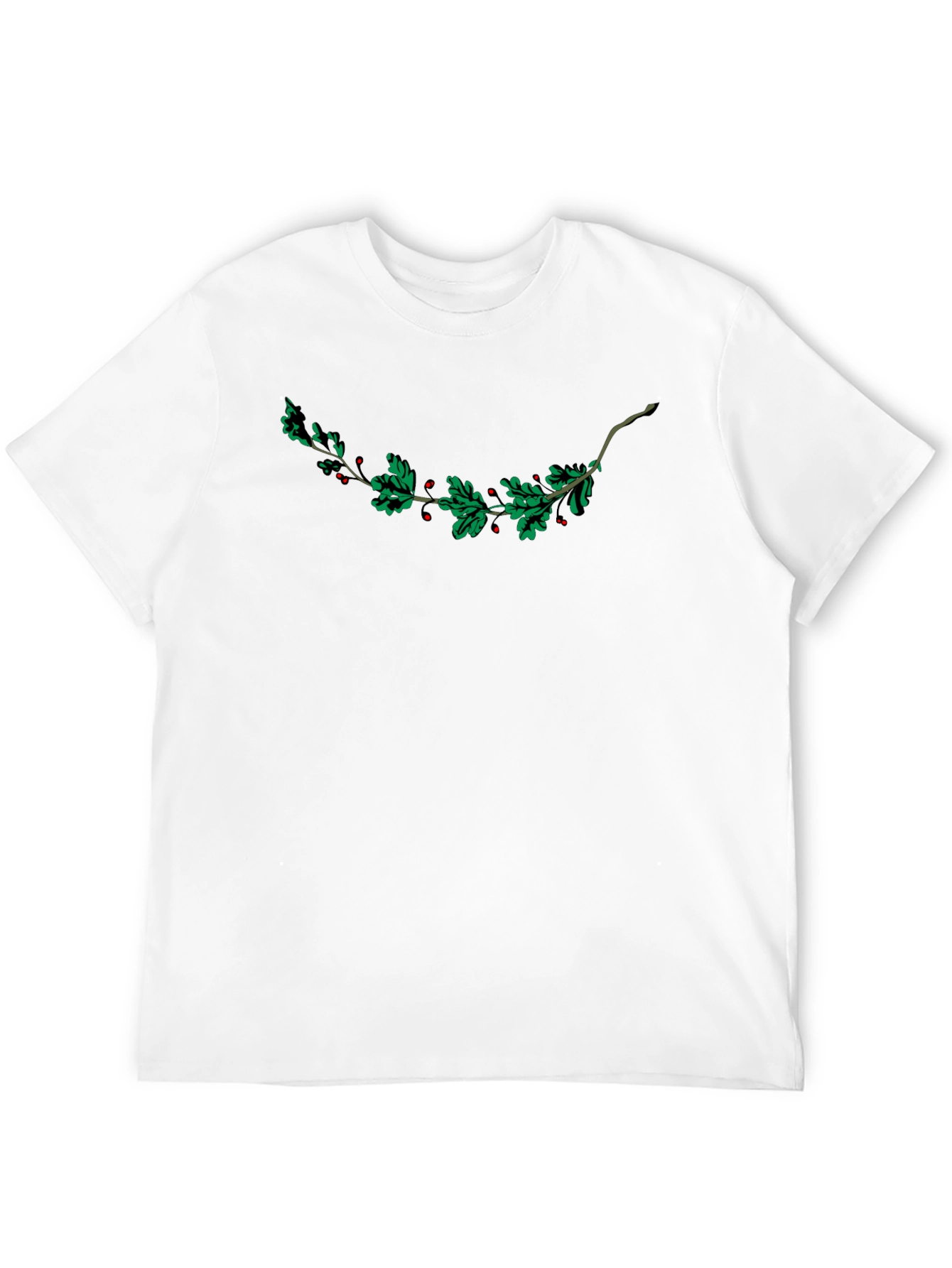 Black Festive Holly Berry Branch Graphic Tee - Black view 12