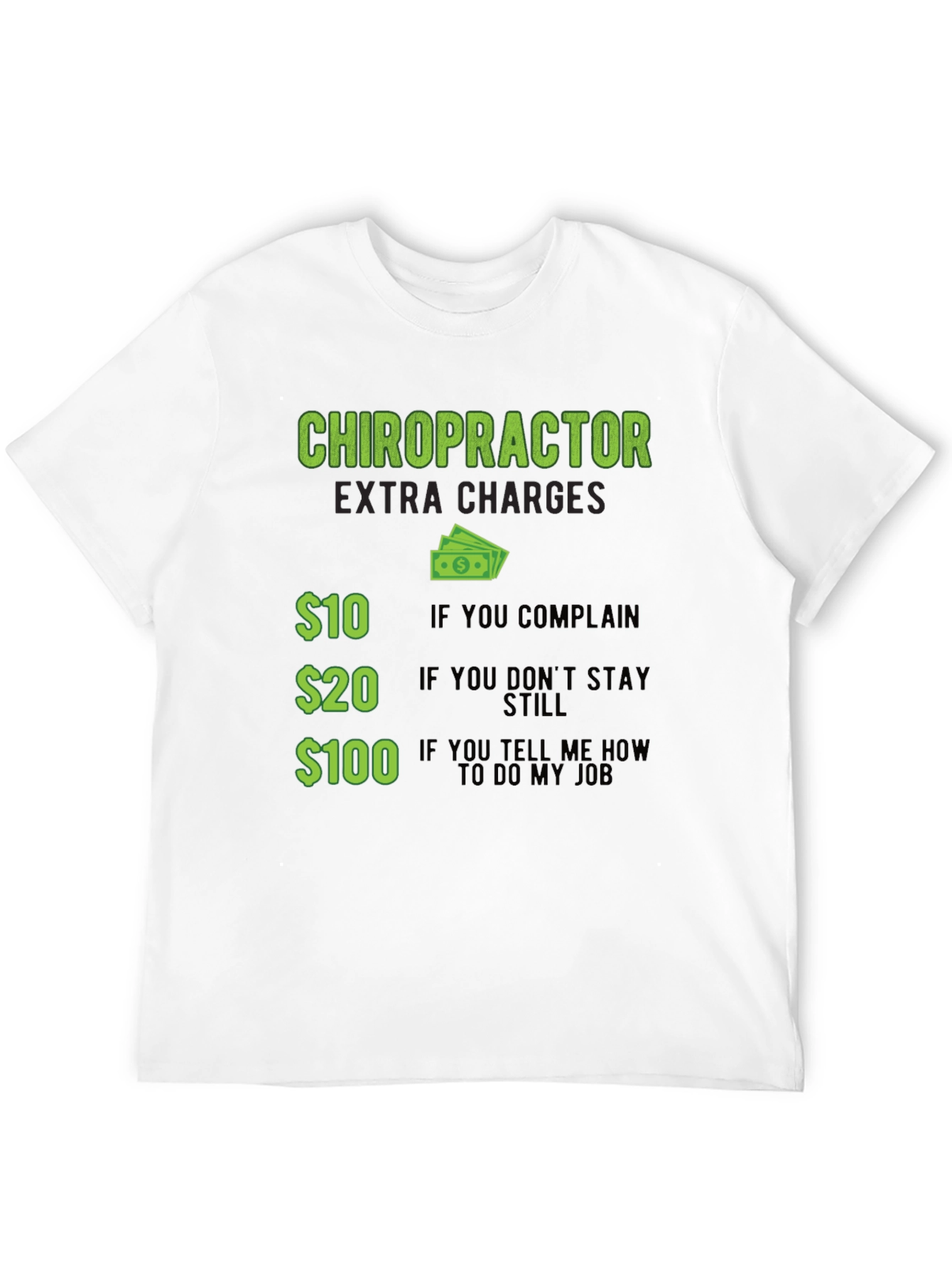 Black Chiropractor Extra Charges Graphic T-Shirt view 12