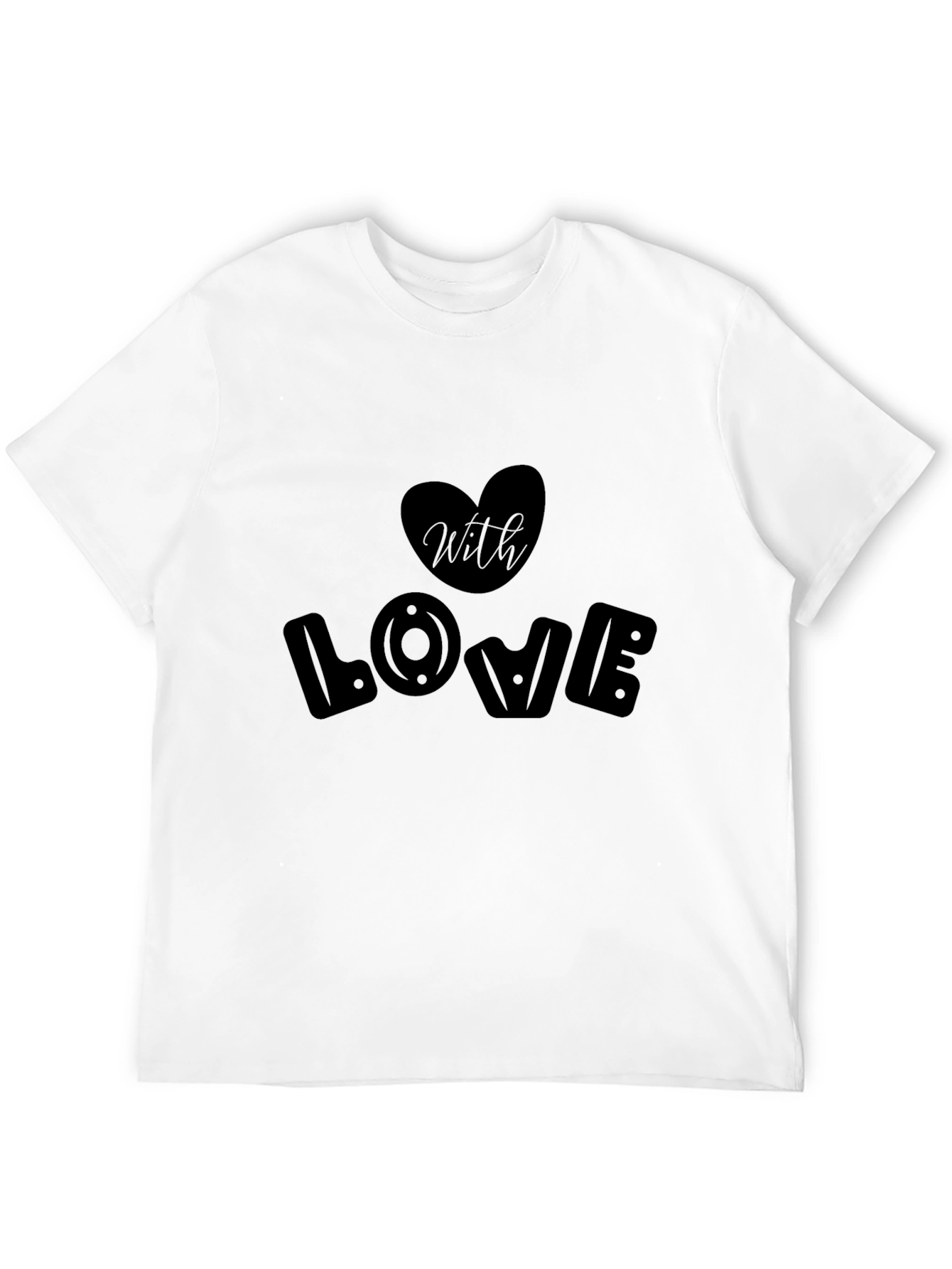 Black Stylish Black T-Shirt With Love Graphic Design view 12