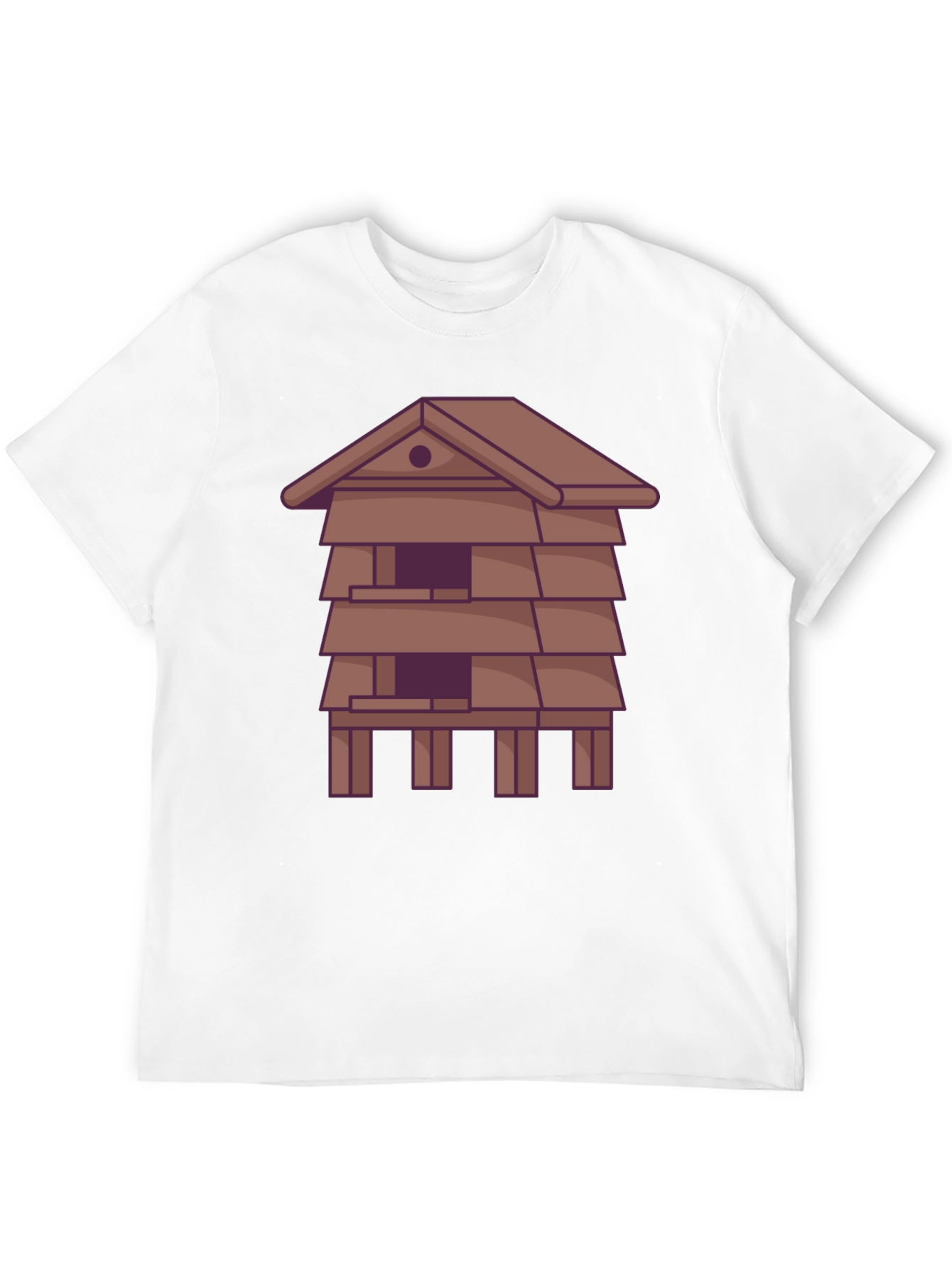 Black Unique T-Shirt with Stylized House Graphic view 12