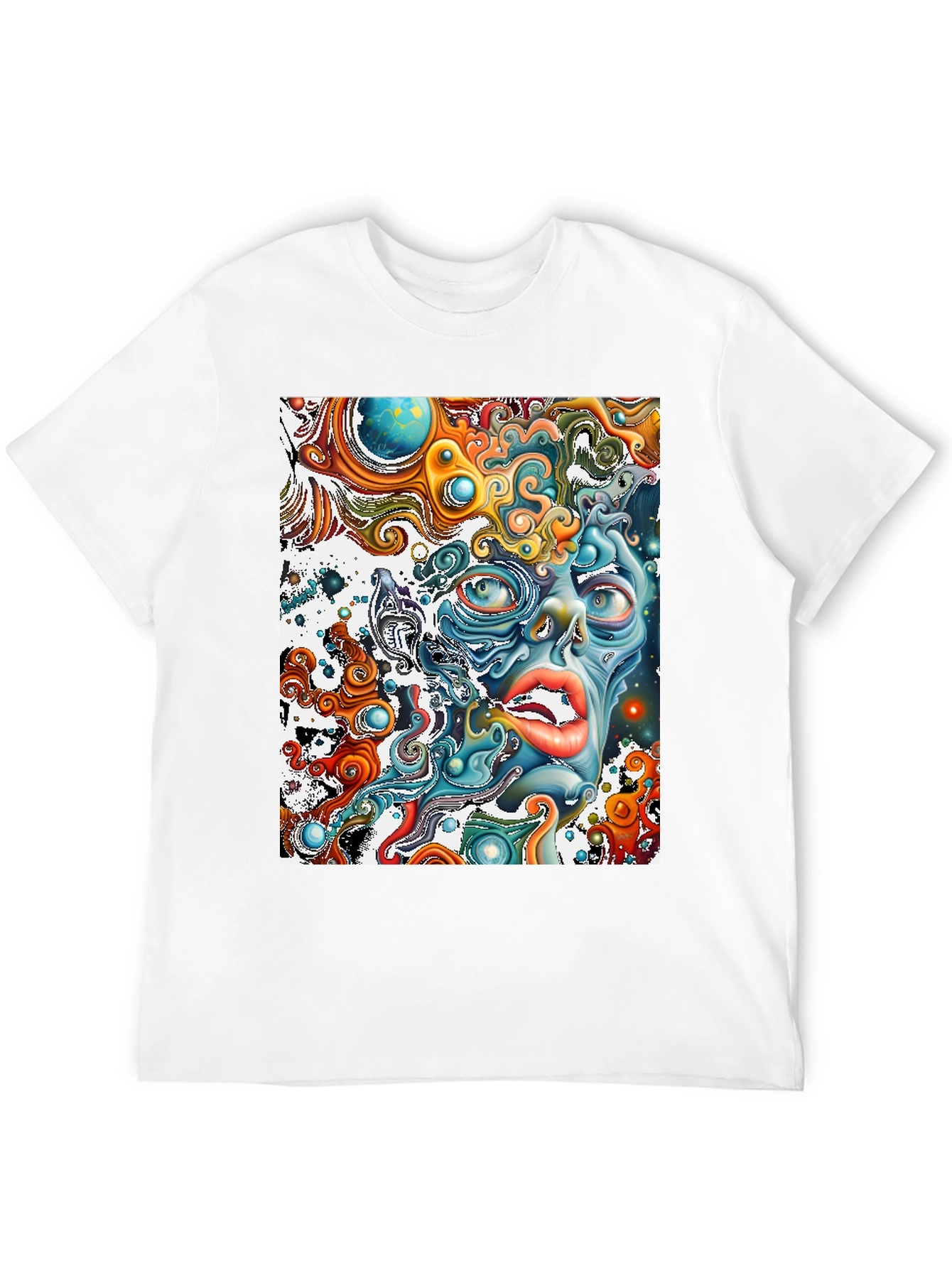 Black Surreal Face Graphic T-Shirt - Black view 12