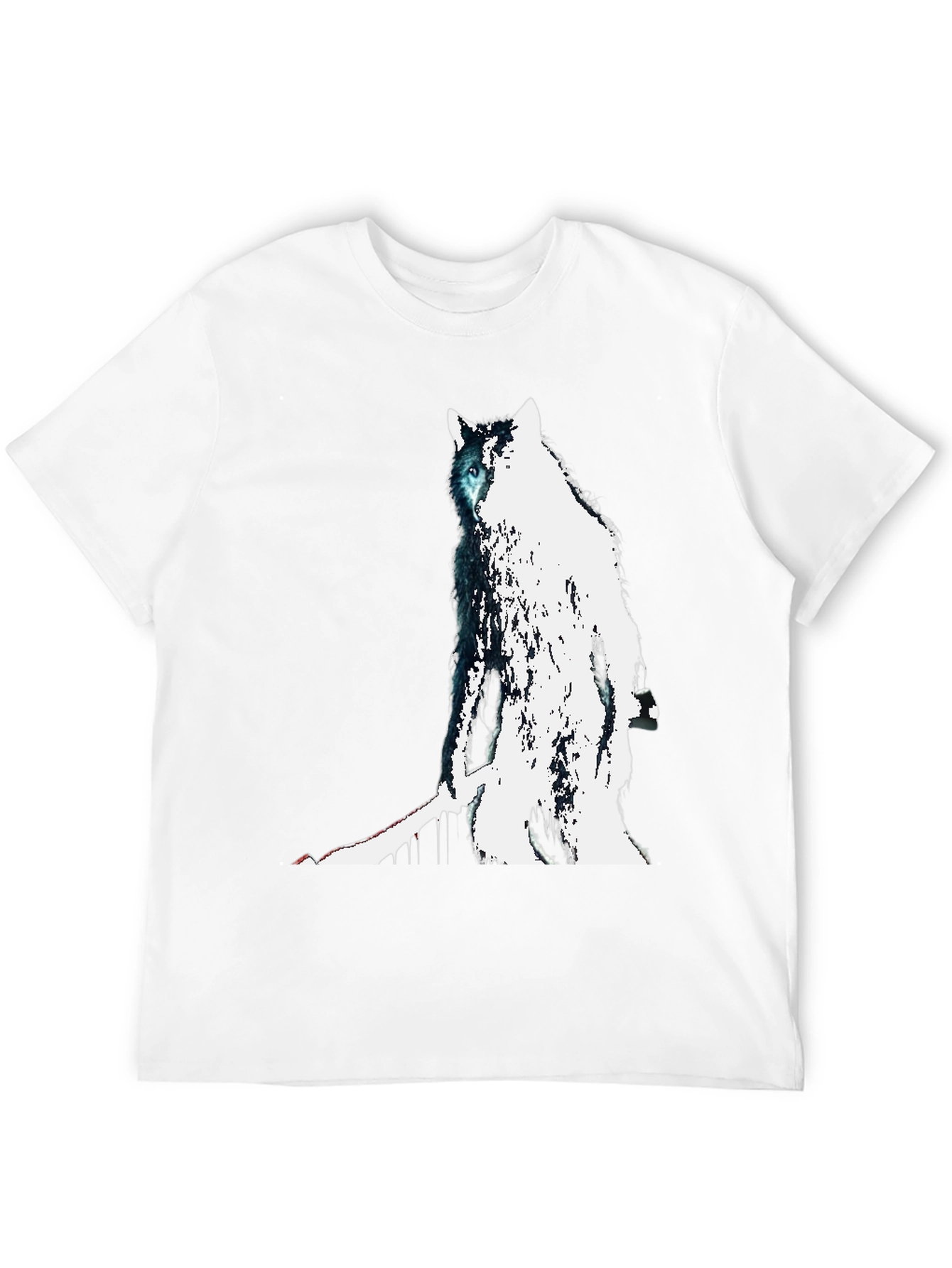 Black Wolf Graphic Print Tee - Men's Black T-Shirt view 12