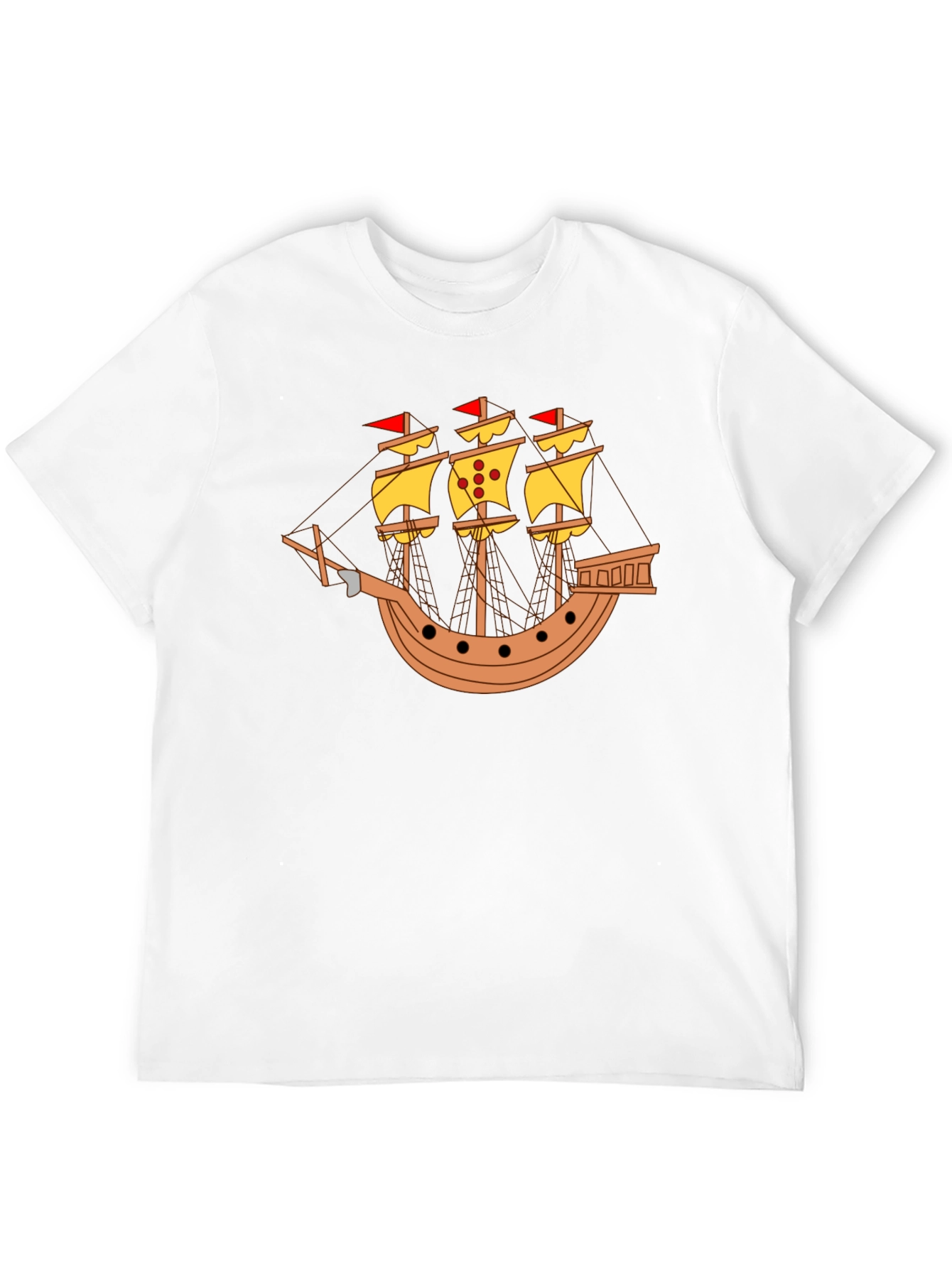 Black Black T-Shirt with Pirate Ship Design view 12