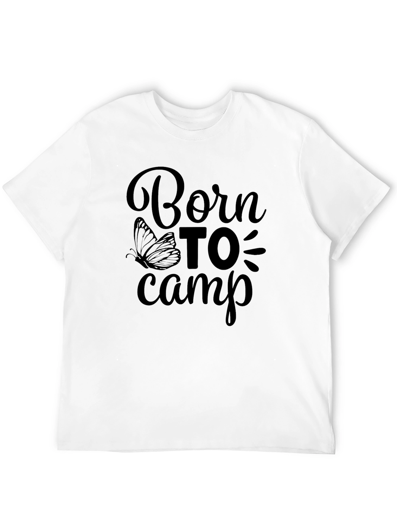 Black Born To Camp Graphic Tee - Black Cotton T-Shirt view 12