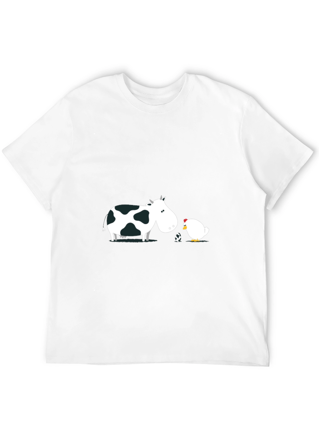 Black Cow and Chicken T-Shirt - Funny Cartoon Design view 12