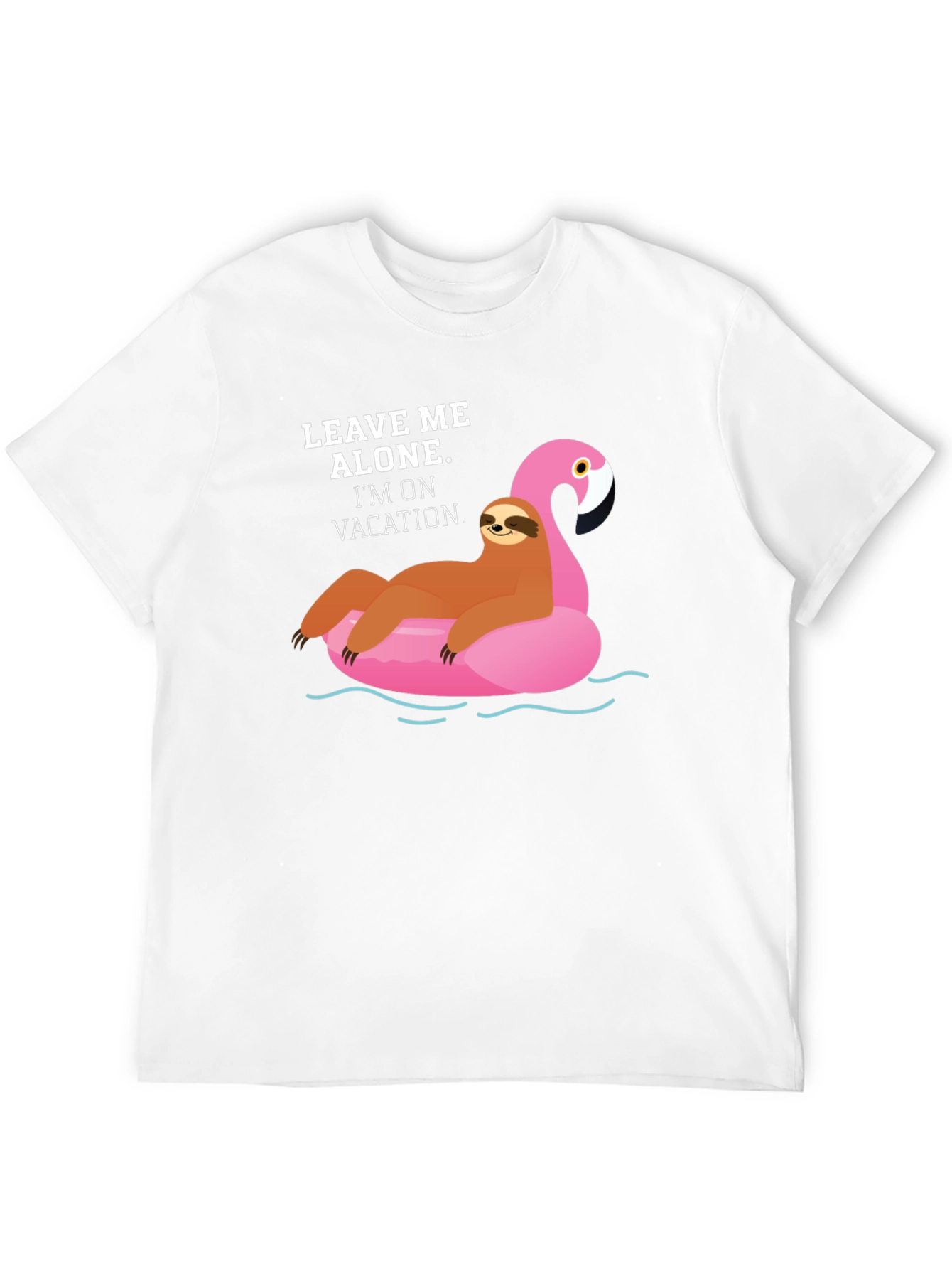 Black Vacation Sloth Flamingo Graphic T-Shirt view 12