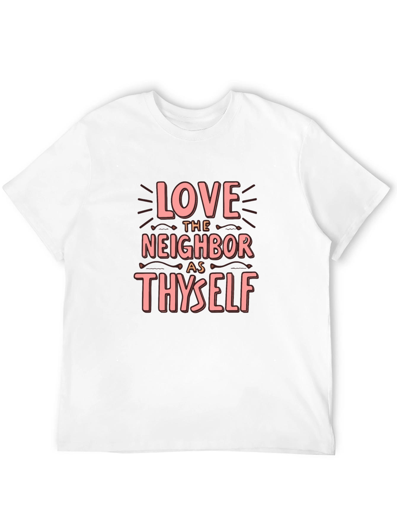 Black Love Thy Neighbor T-Shirt - Black Crew Neck view 12