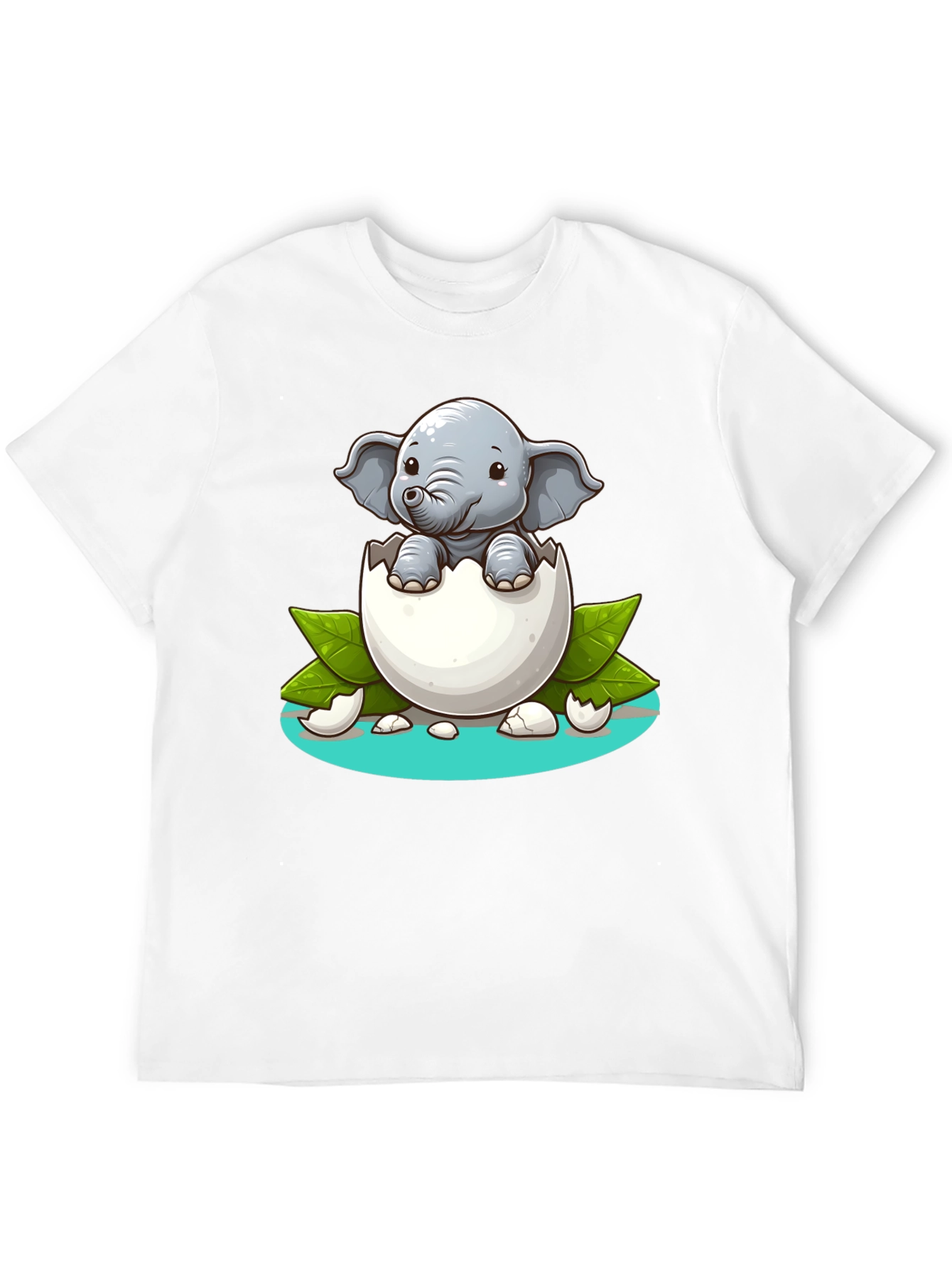 Black Cute Elephant Hatching T-Shirt - Unisex Graphic Tee view 12